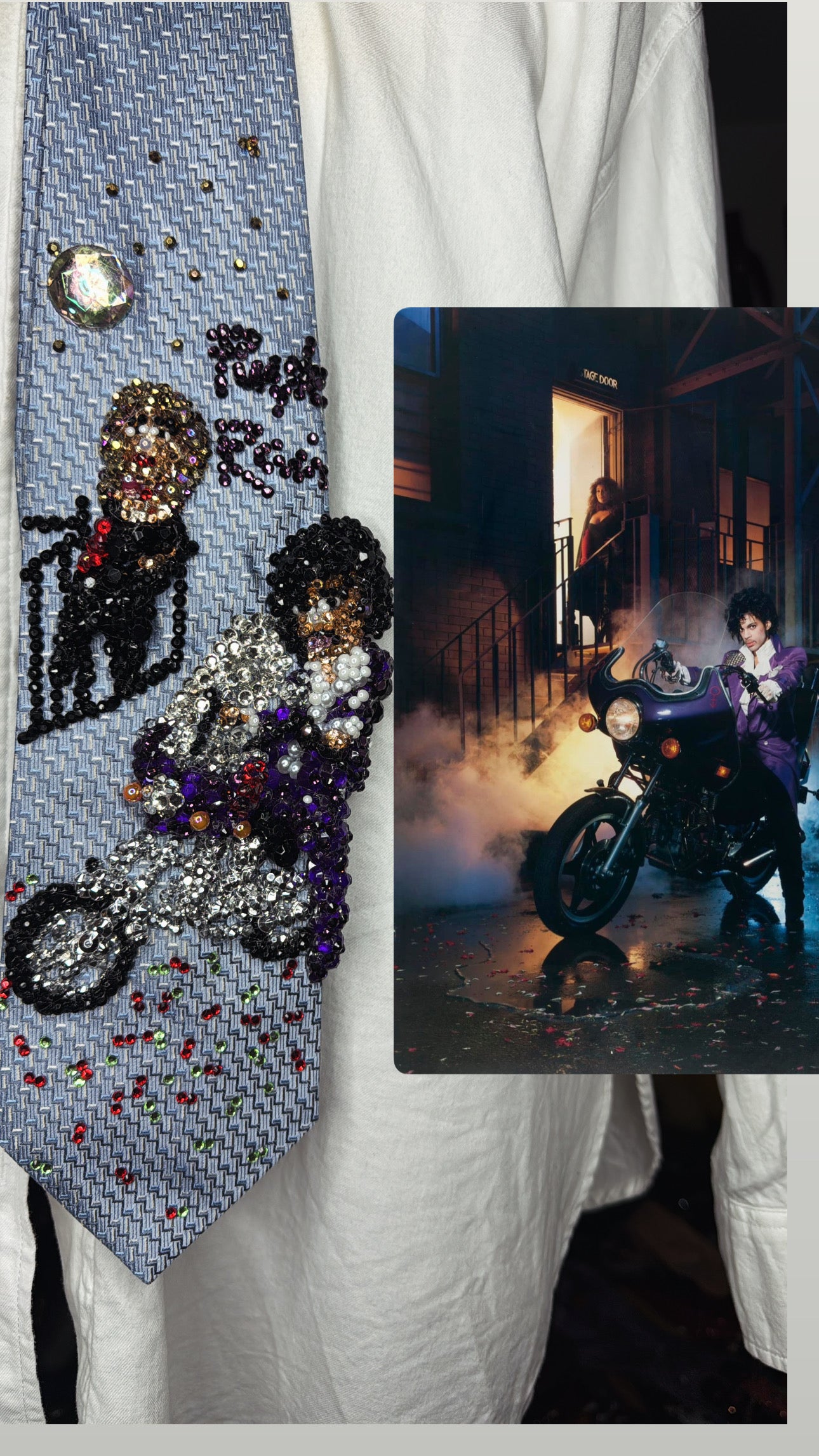 Light Blue Prince & The Revolution Purple Rain Album Cover Tie