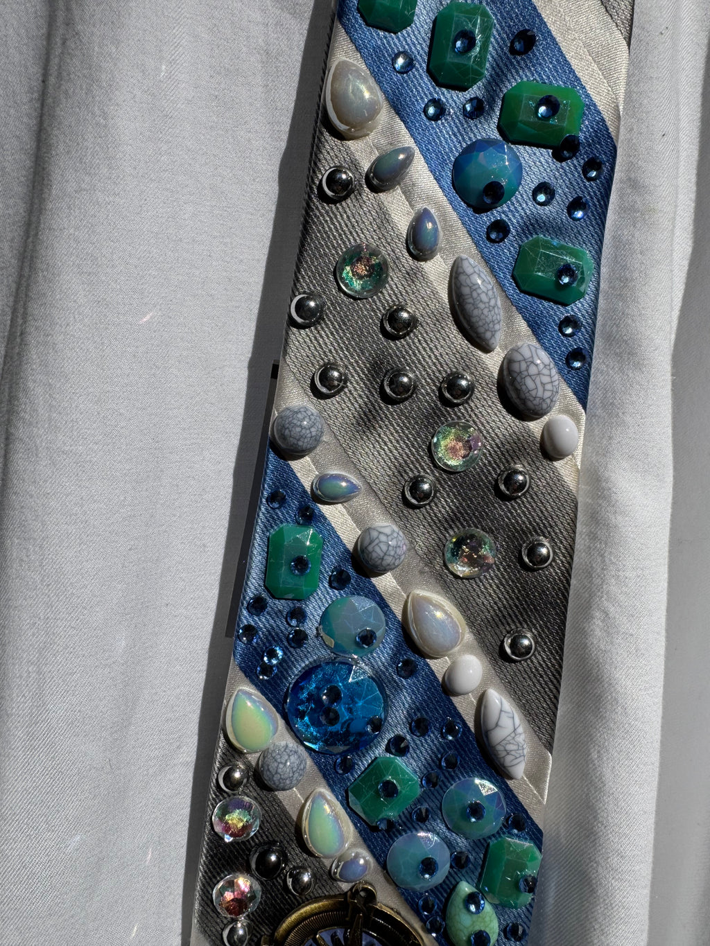 Light Blue and Grey Striped Nautical Exploration Royalty Tie