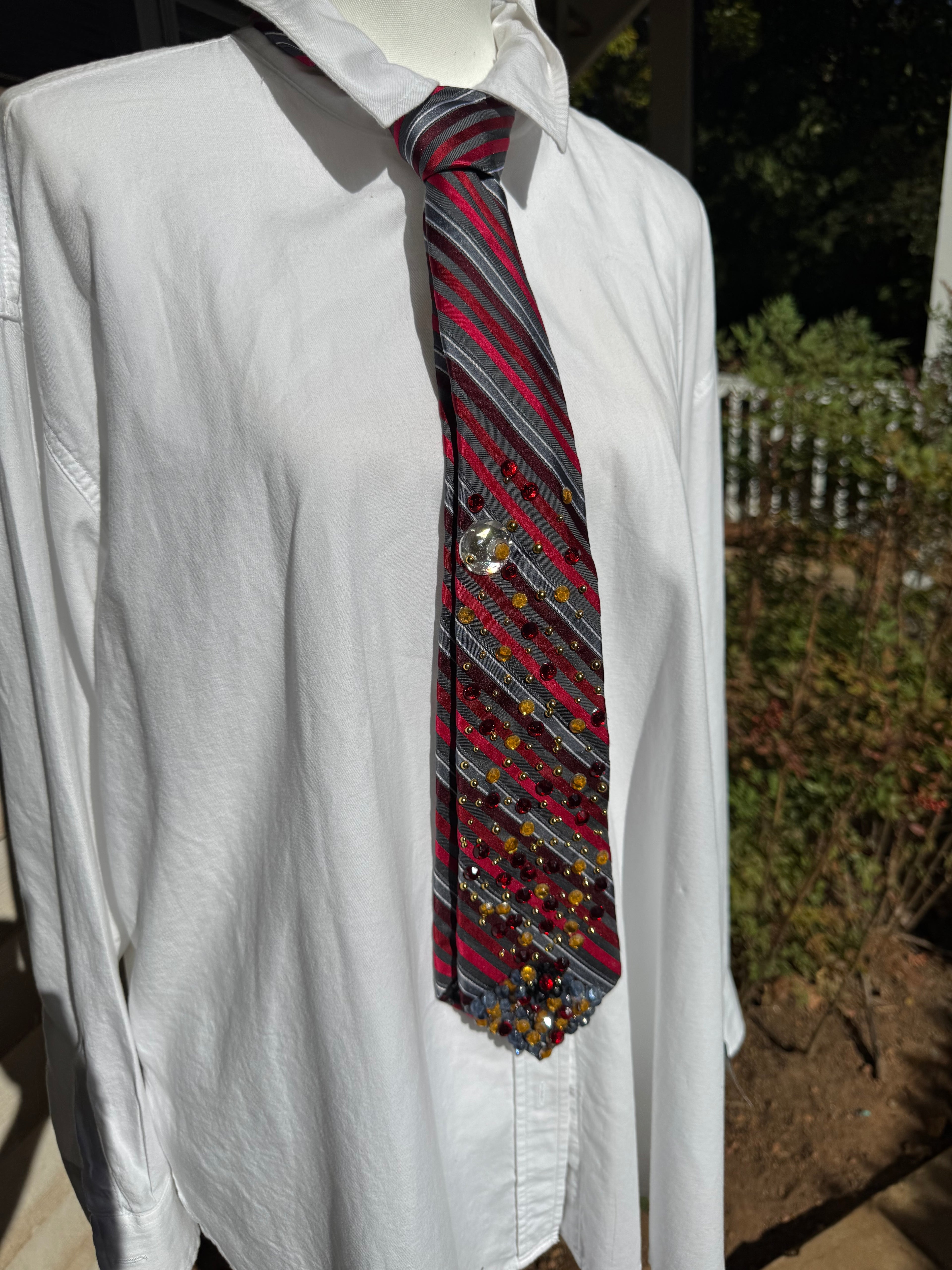 Red and Grey Volcanic Eruption Nature Royalty Tie
