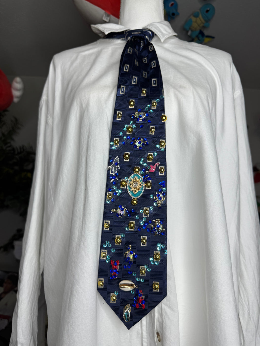 Navy Blue Tropical Treasure Box High Class Royalty Tie