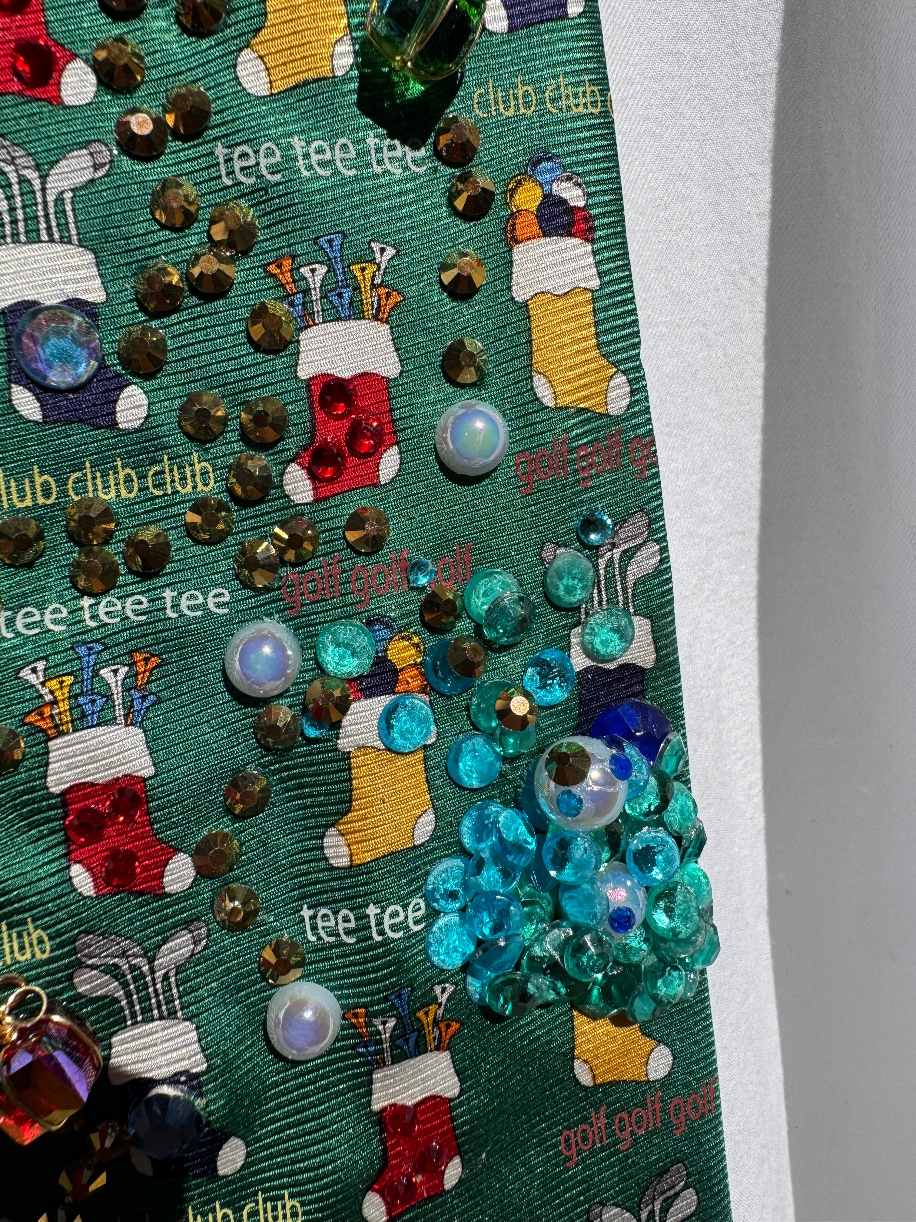Green Golf Balls and Sock Stockings Christmas Golf Tie