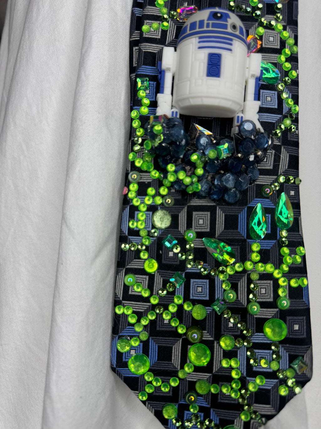 Grey and Blue R2-D2 Computer Chip Themed Star Wars Tie