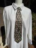Grey Checkered Iridescent Cross Treasure Box Church Royalty Tie