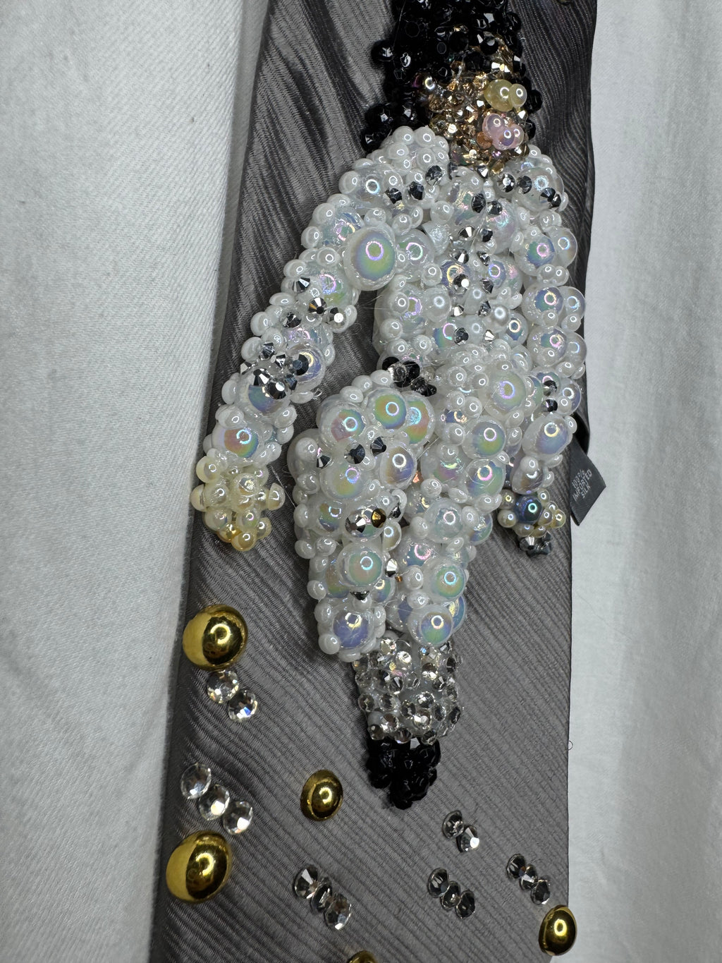 Metallic Grey Michael Jackson In the Air In All White Jumpsuit Performing Workin Day n Night Bad Tour 1988 Tie