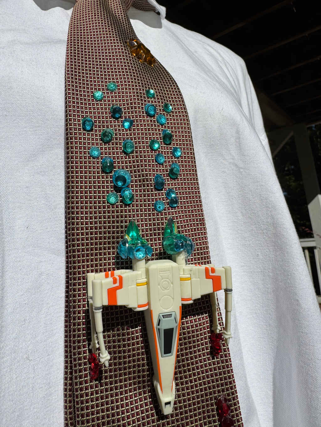 Red And Yellow X Wing Starfighter Destroying TIE Fighter Star Wars Tie