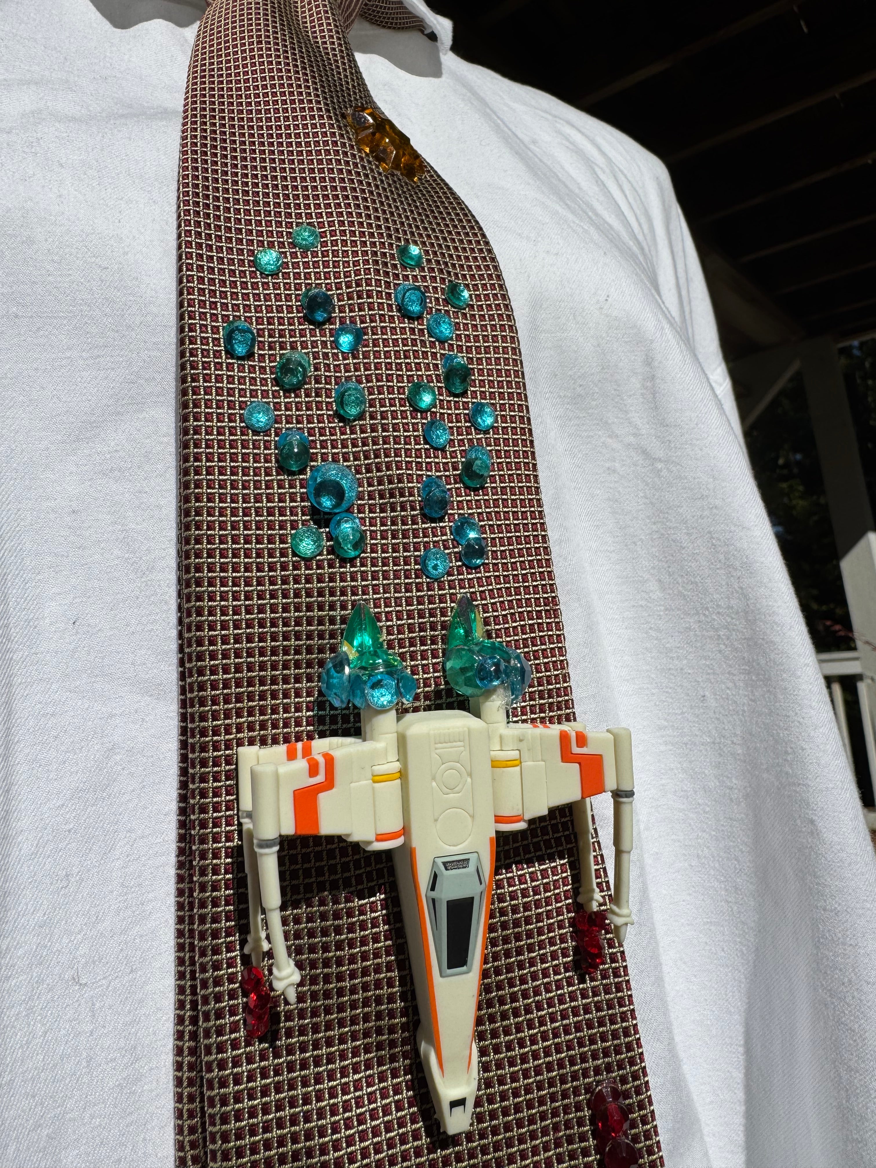Red And Yellow X Wing Starfighter Destroying TIE Fighter Star Wars Tie