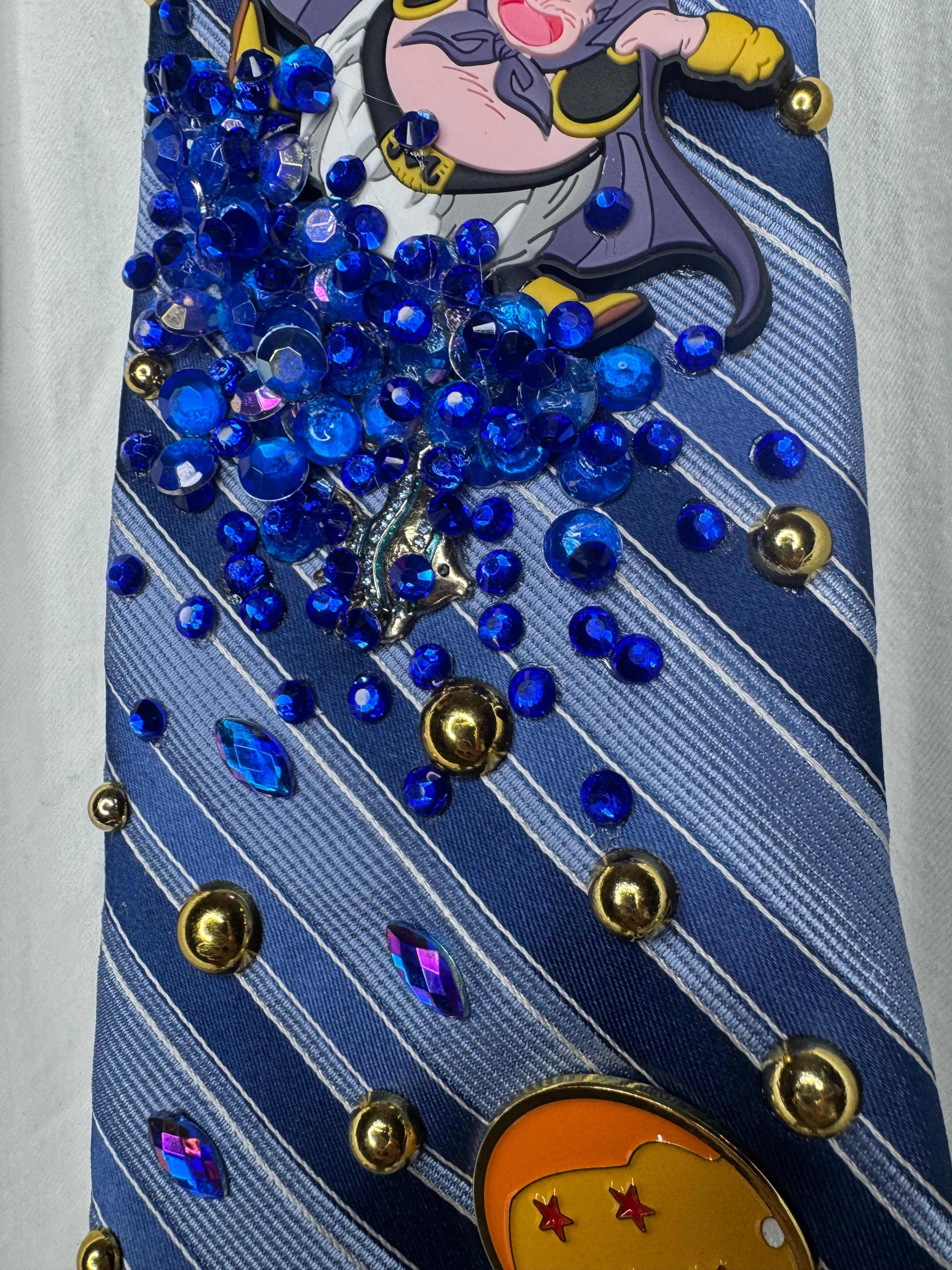 Blue Striped Majin Buu Jumping in Water Dragon Ball Z Tie