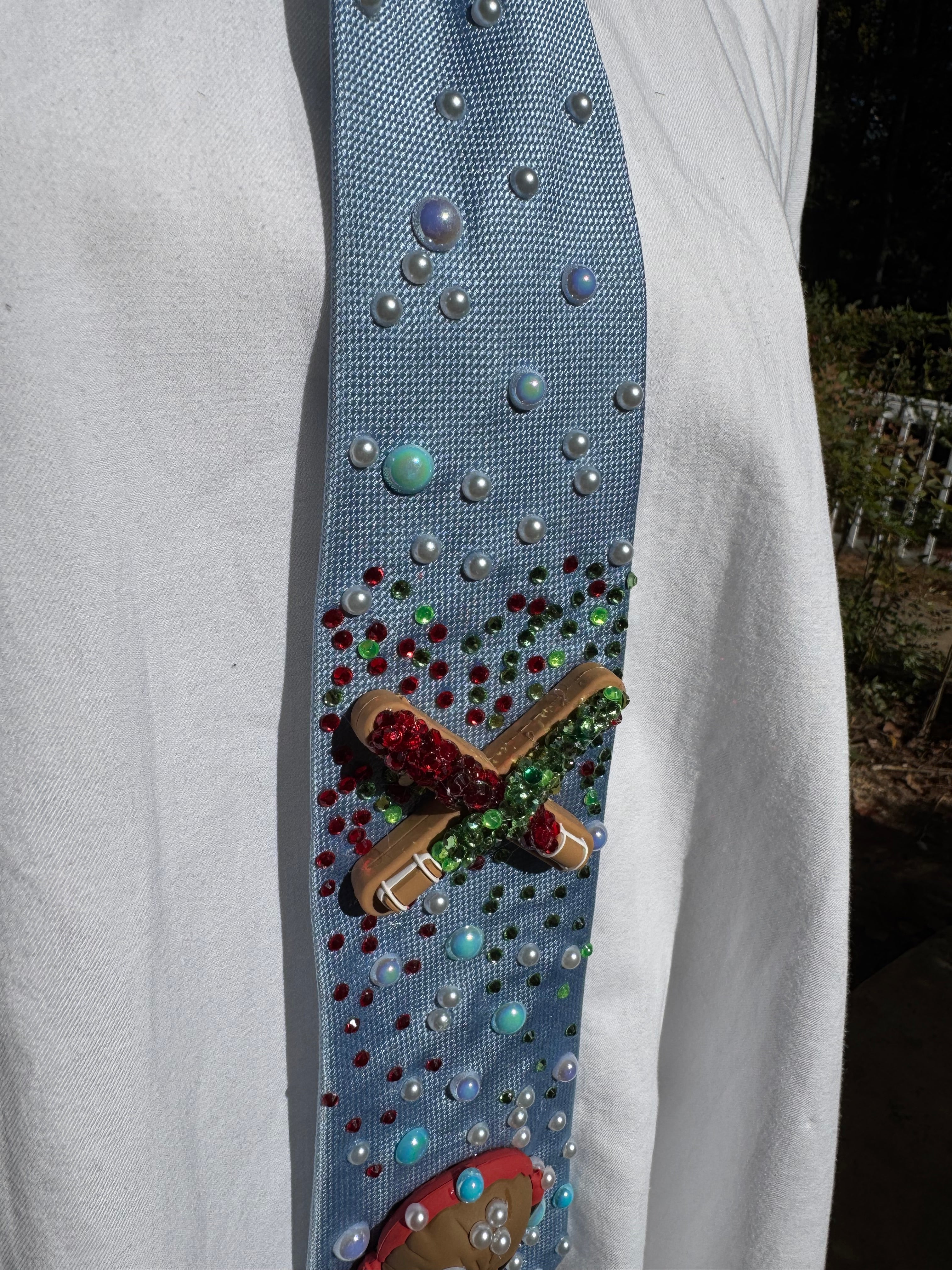 Light Blue Chewbacca Under Christmas Lightsabers Star Wars Tie