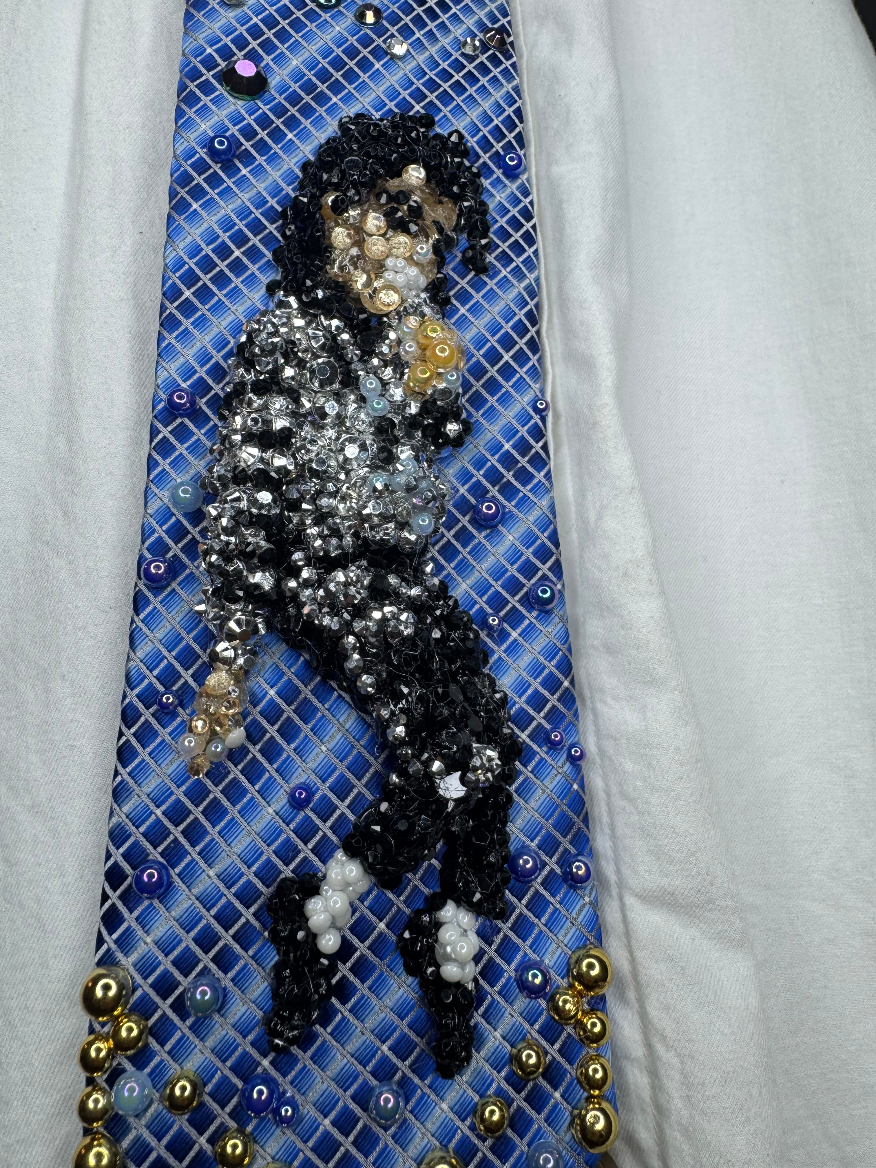 Electric Blue Michael Jackson Doing Toe Stand While Singing Wembly Concert Bad Tour 1987 Tie