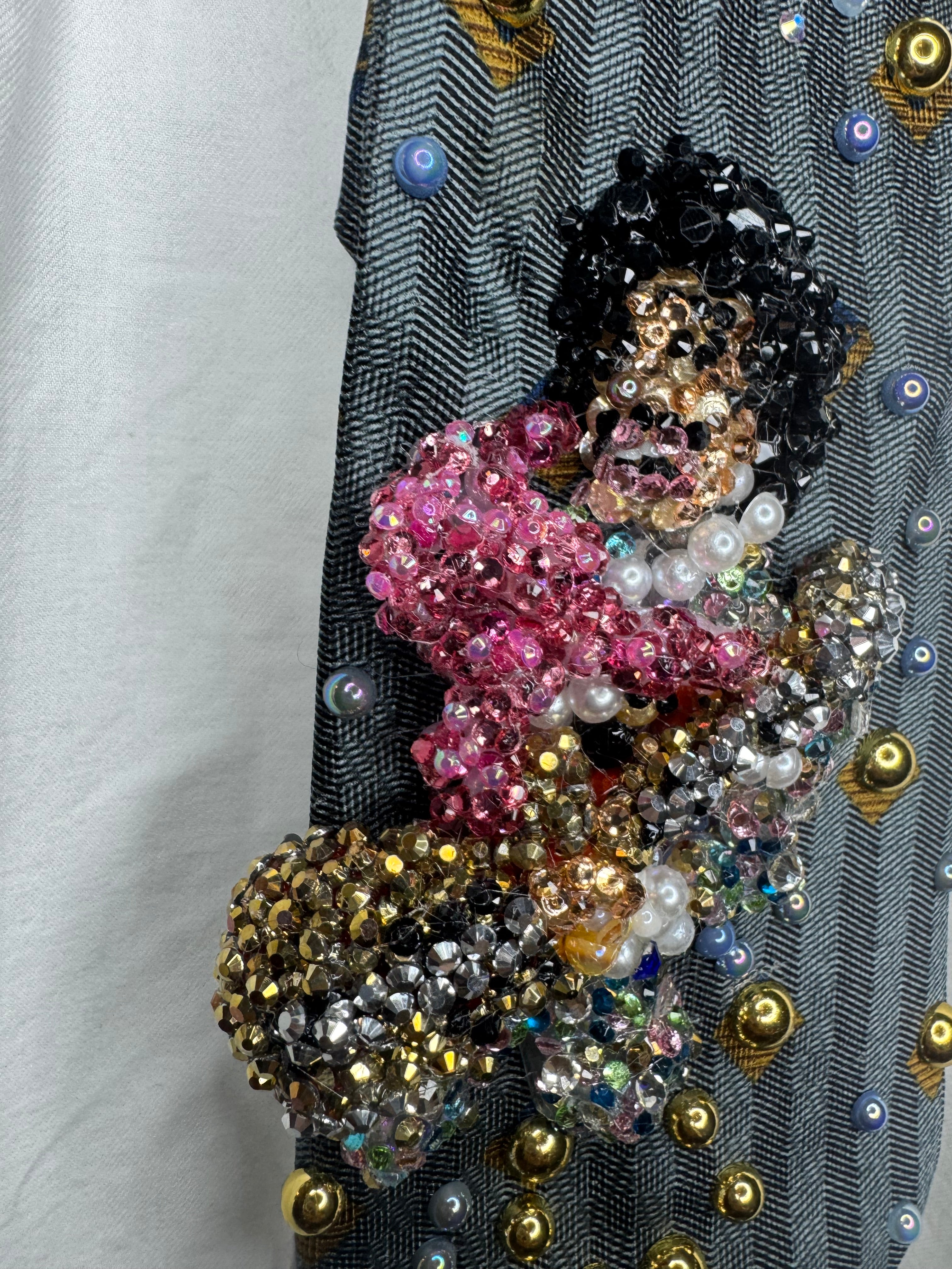 Cyan Blue Prince In Colorful Spotted Outfit with Pink Scarf Rocking Out Performing Tie