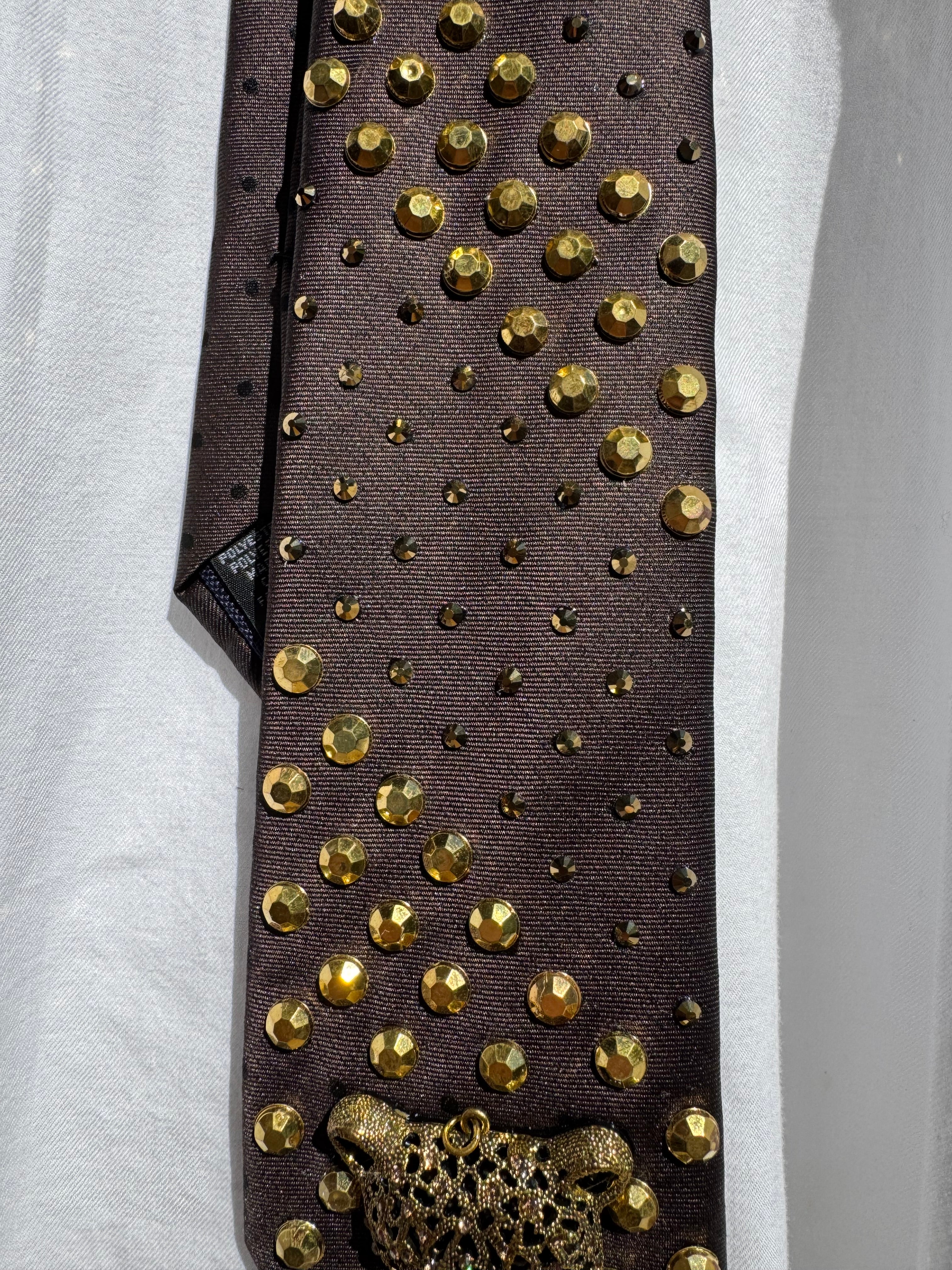 Brown Gold Jaguar High Class Royalty Tie