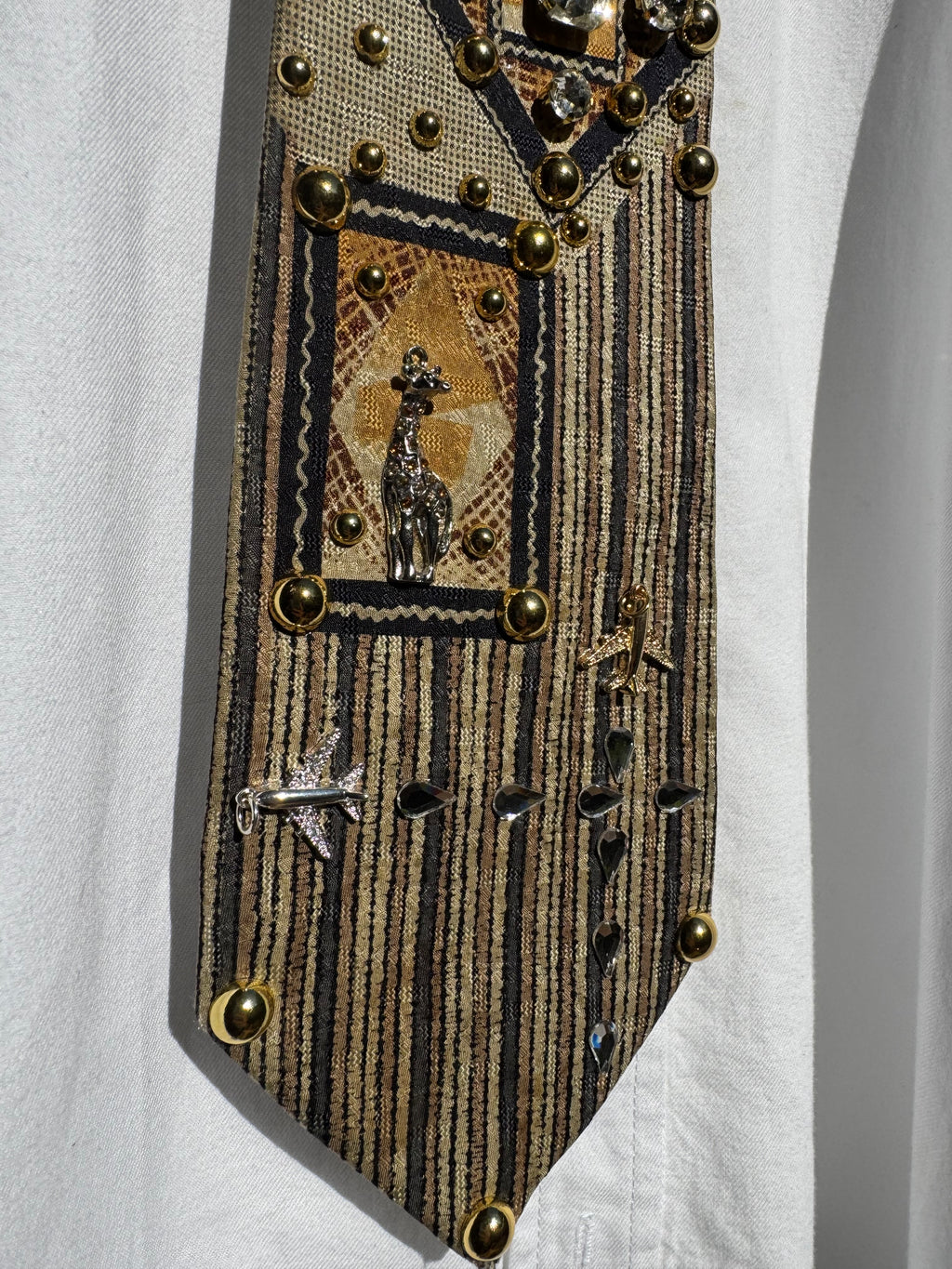 Beige High Class Luxurious Tropical Vacation Royalty Tie