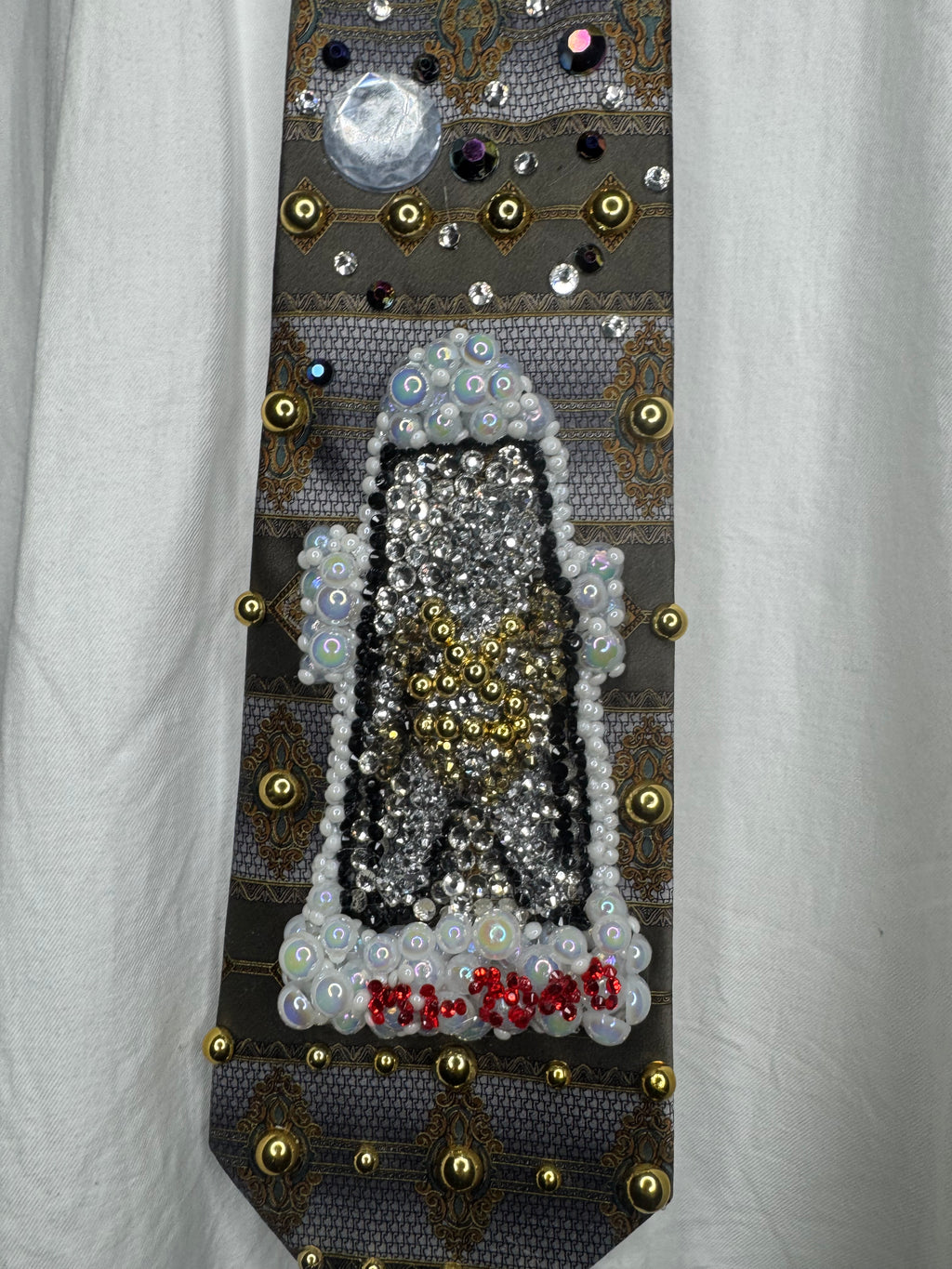 Olive Green and Blue Michael Jackson Chrome Armor MJ-2040 Space Shuttle Intro For HIStory World Tour In Munich 1997 Tie