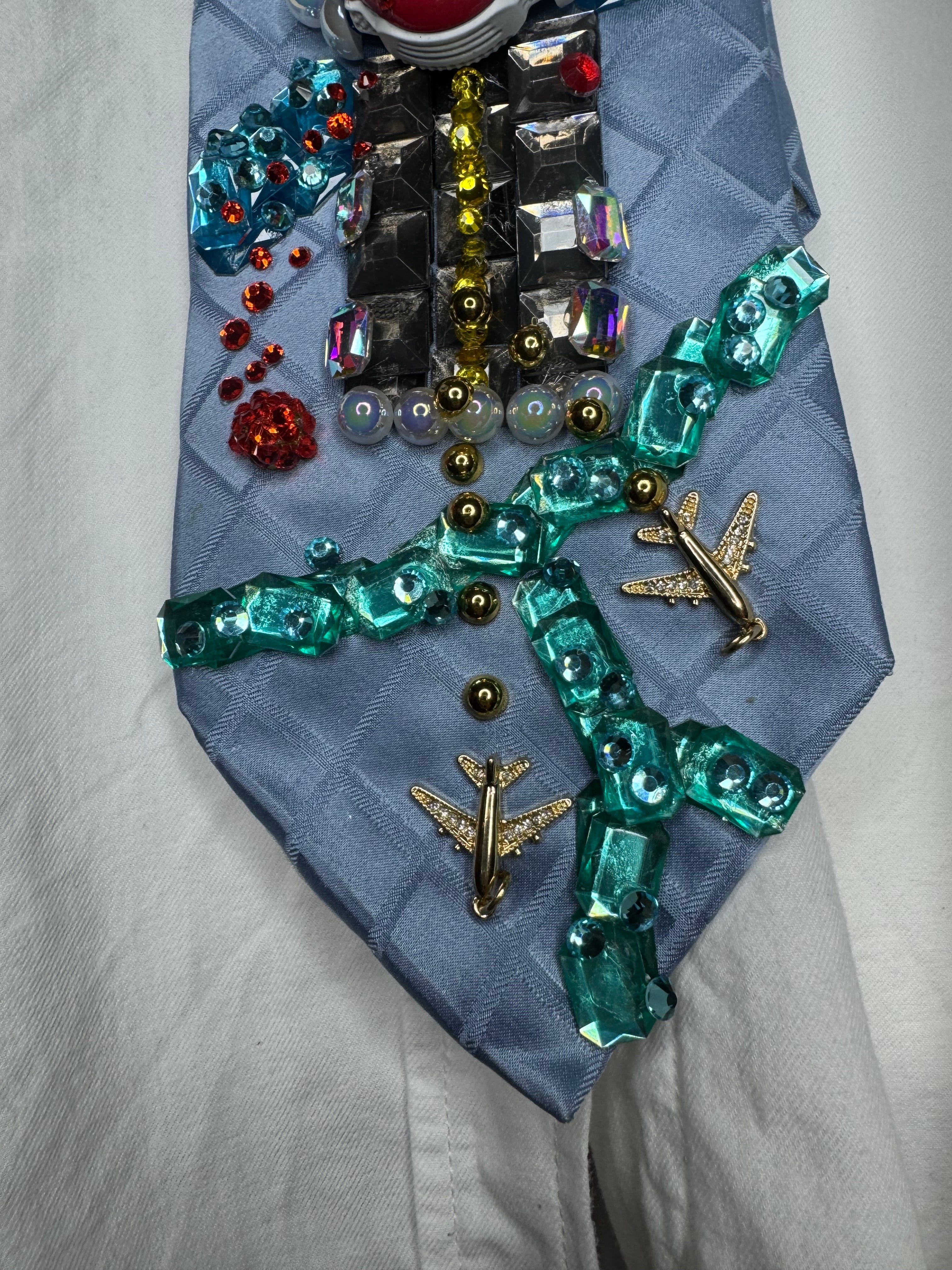 Sky Blue Baby Luigi About to Take Fly On Sunshine Airport 200cc Mario Kart Tie