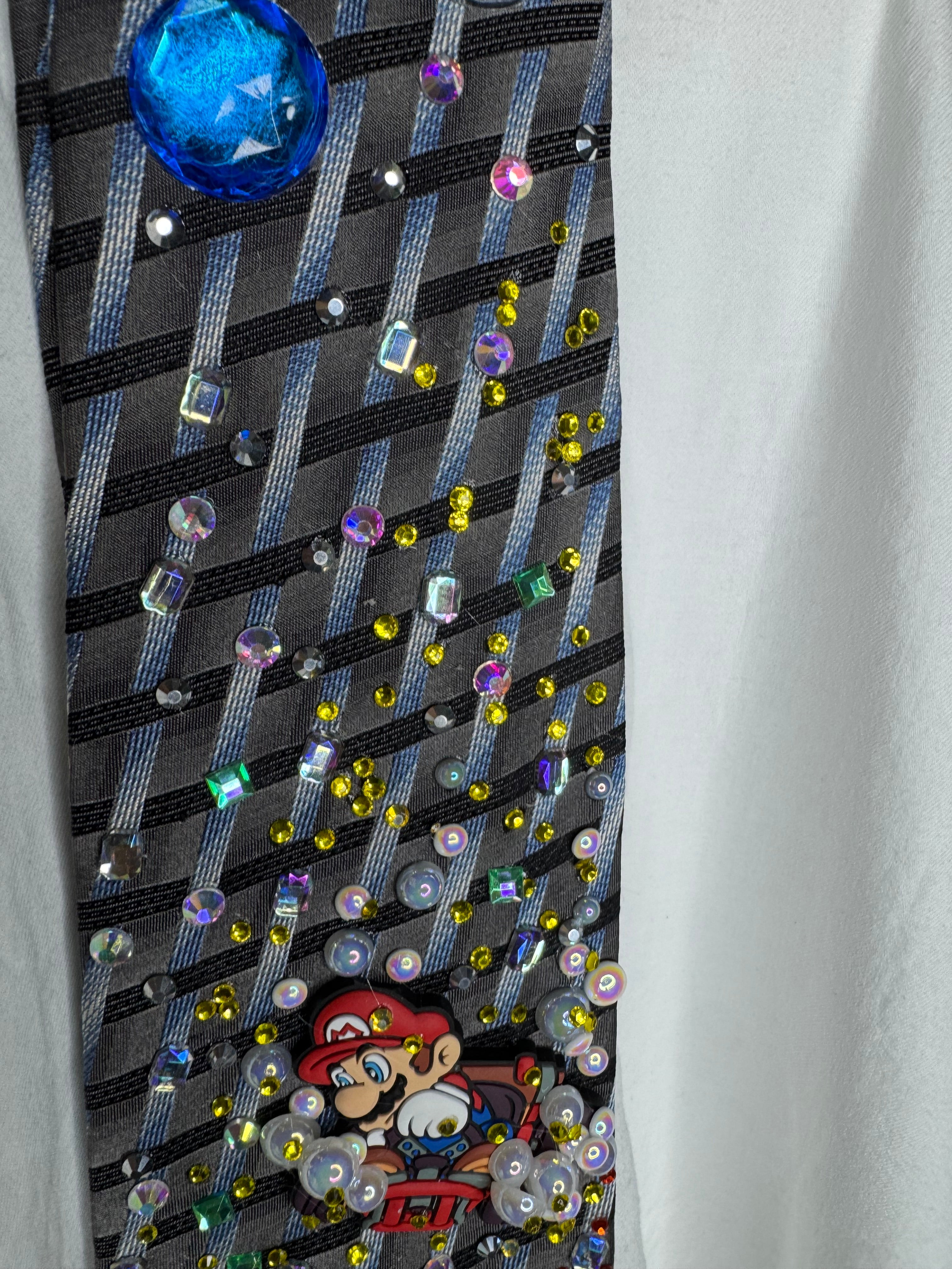 Grey Mario Chasing Star Down Jewels Road 200cc Mario Kart Tie