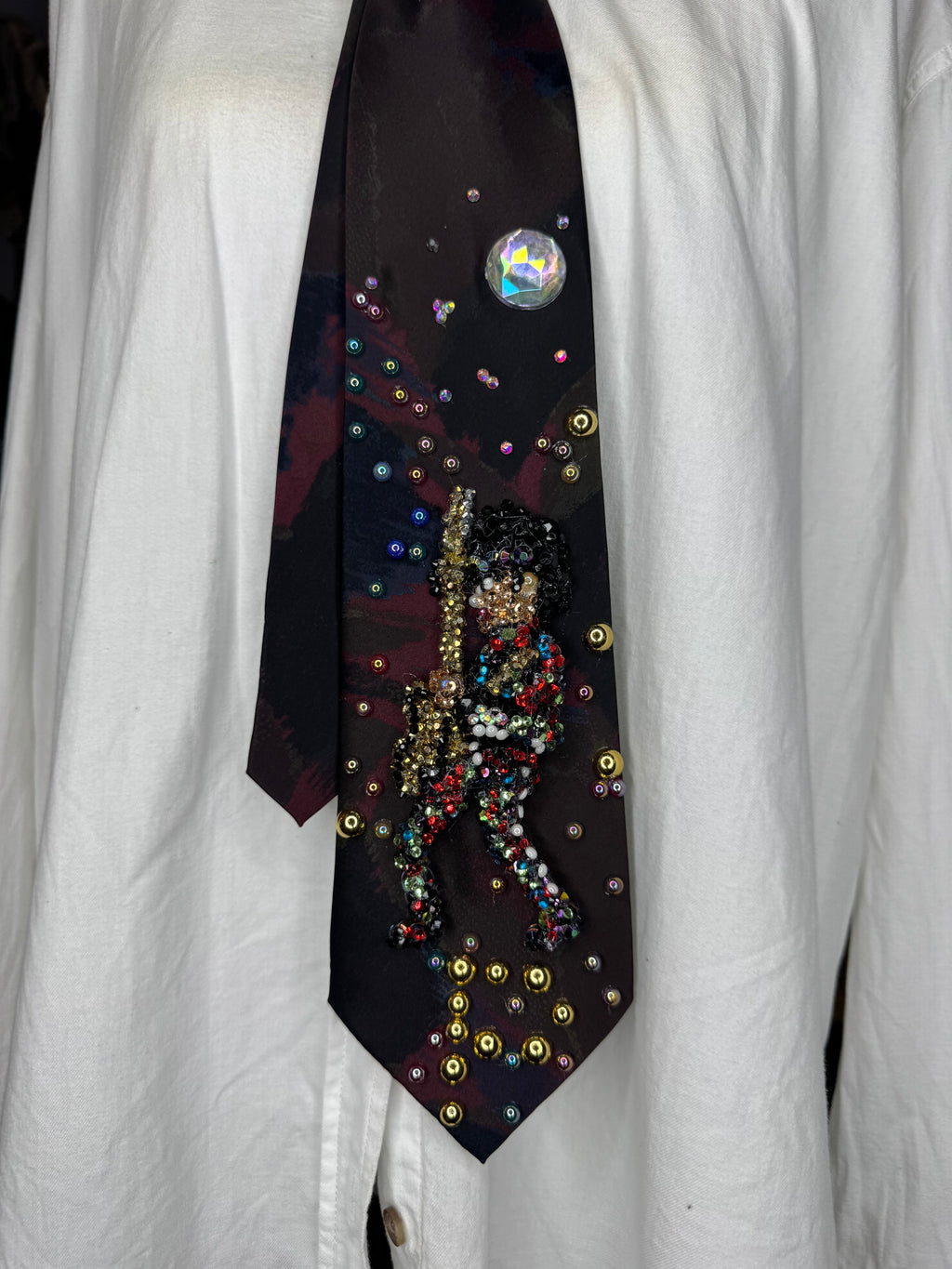 Marbled Prince Rocking Out In Colorful Black Royalty Outfit Tie