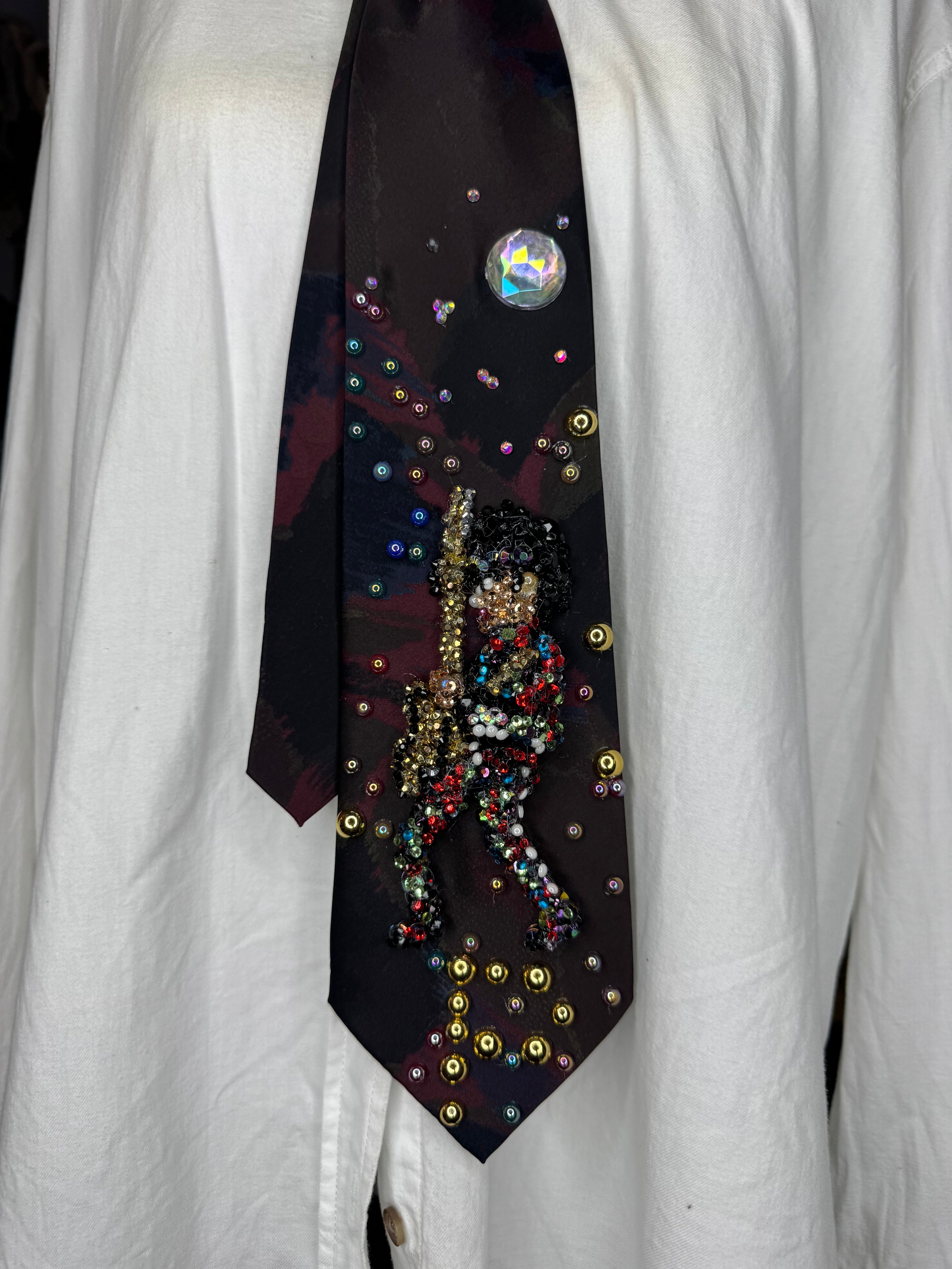 Marbled Prince Rocking Out In Colorful Black Royalty Outfit Tie
