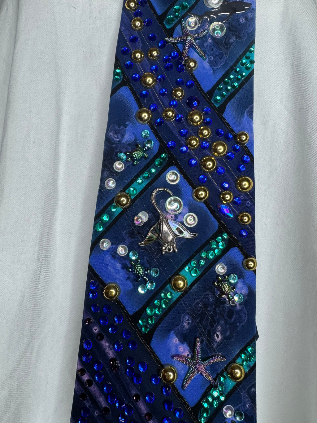 Deep Royal Blue Marbled Aquarium Nature Royalty Tie