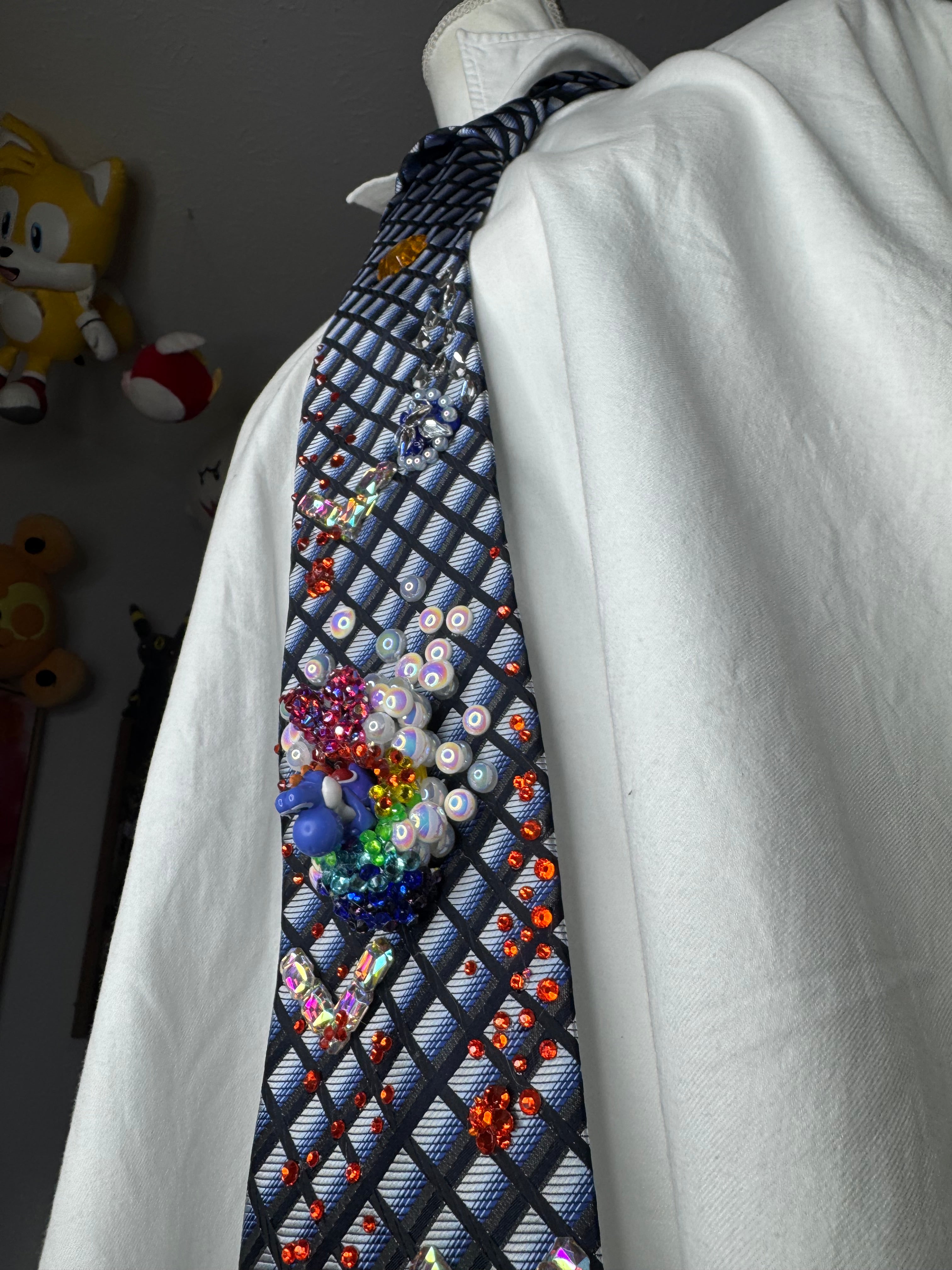 Navy Blue Blue Yoshi Activating Star Near Fireballs 200cc Mario Kart Tie