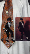 Orange Michael Jackson Holding Phone Hitting His Pose For Off The Wall Photoshoot Tie