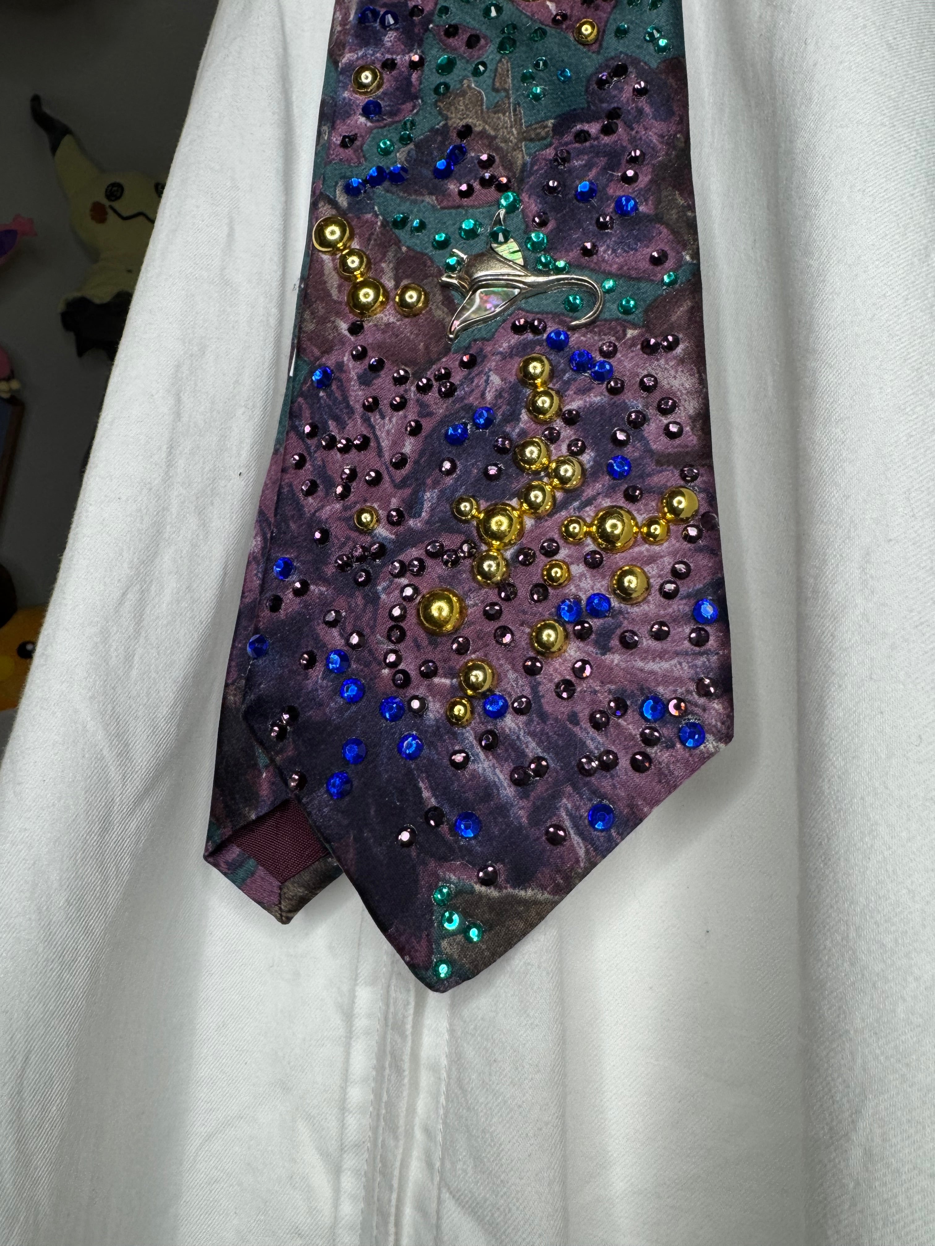 Marbled Indigo And Turquoise Ocean Floor Tropical Treasure Box Royalty Tie