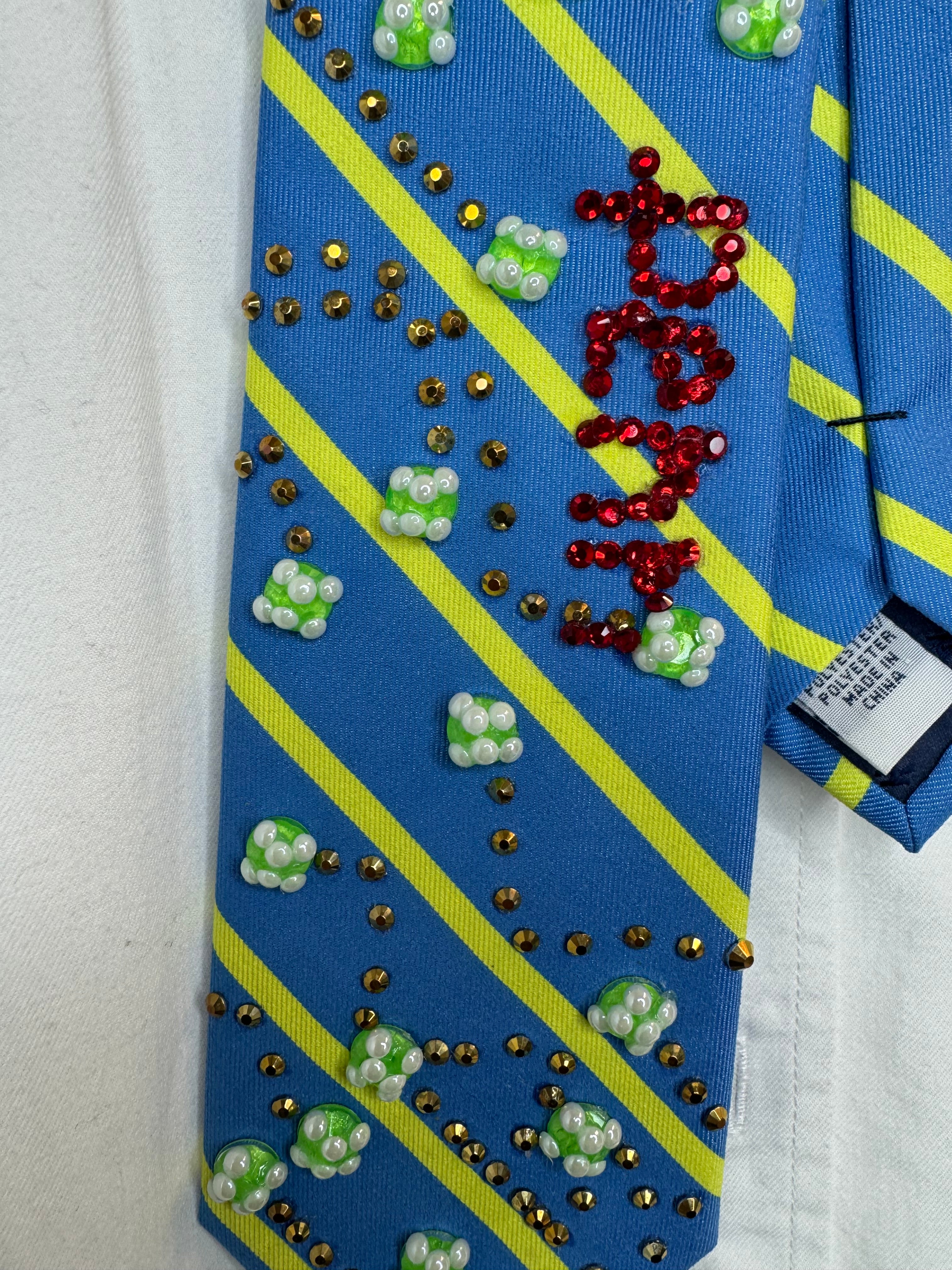 Sky Blue and Neon Green Striped Penn Tennis Balls Tennis Tie