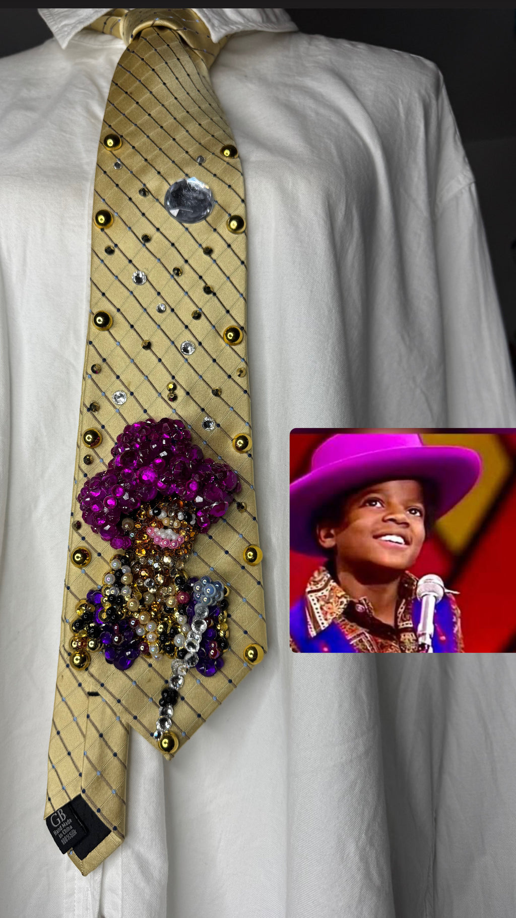 Yellow Young Michael Jackson Singing I Want You Back on Ed Sullivan Show Jackson 5 1969 Tie