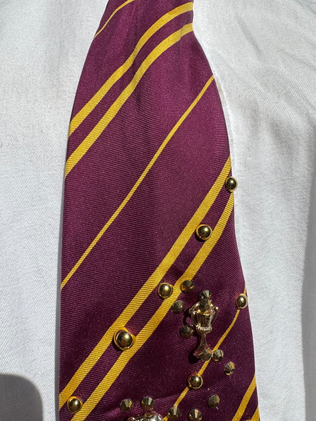 Burgundy and Gold Striped Gryfinndor Club Charmed Harry Potter Tir