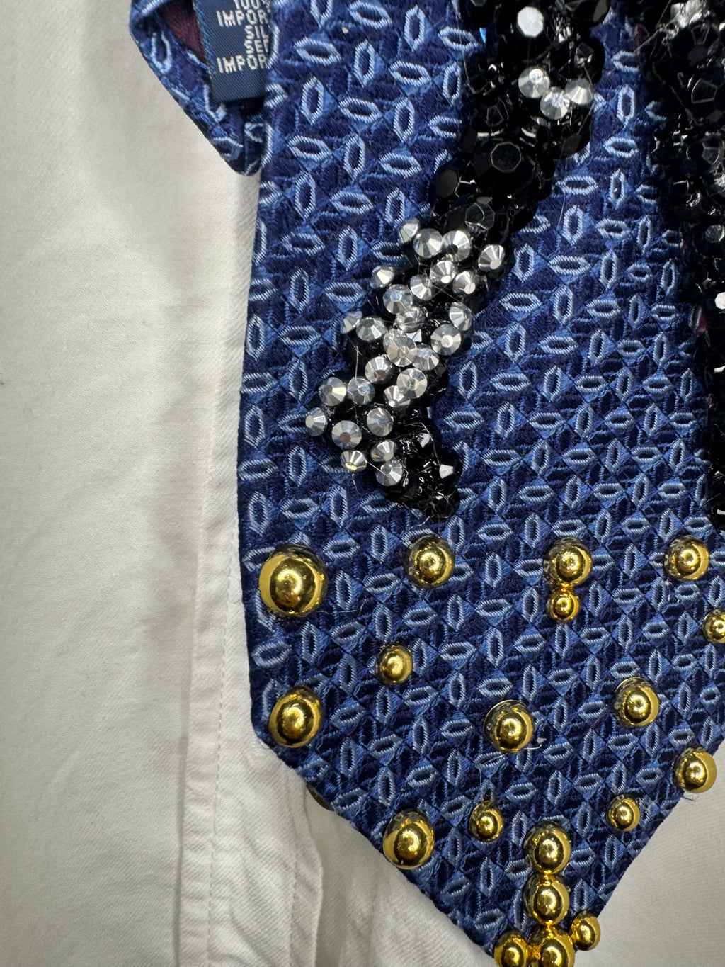 Navy Blue Michael Jackson Arms Over Face and Chest Pose Bad Music Video Tie