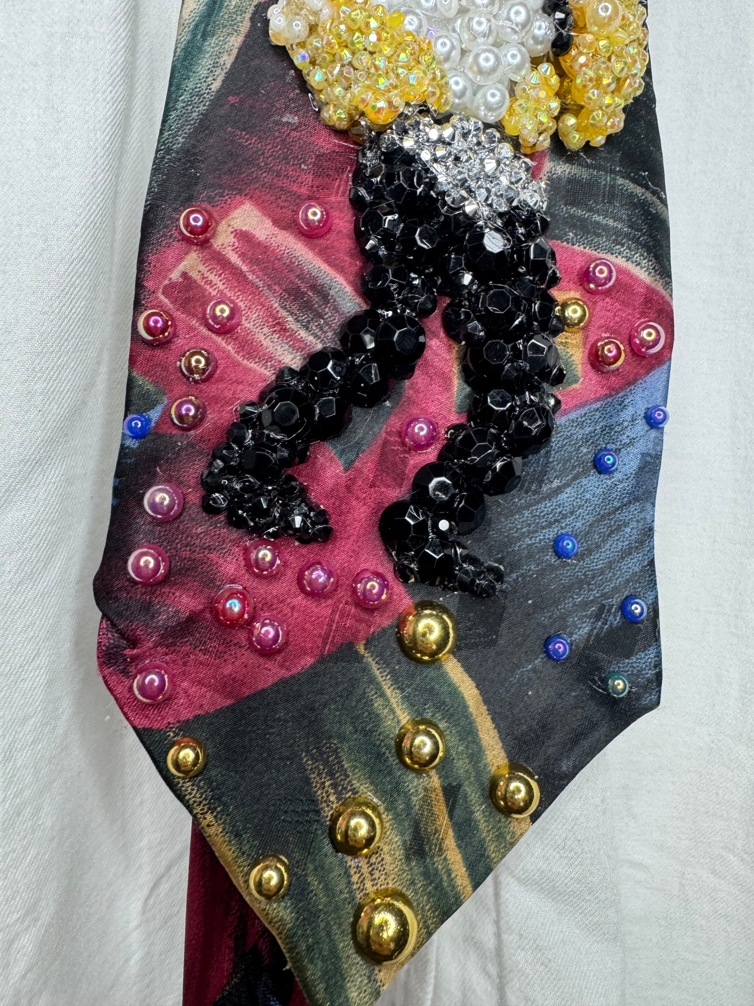 Multicolored Marbled Michael Jackson Throwing Shirt & Jacket Back in Come Together Music Video Tie