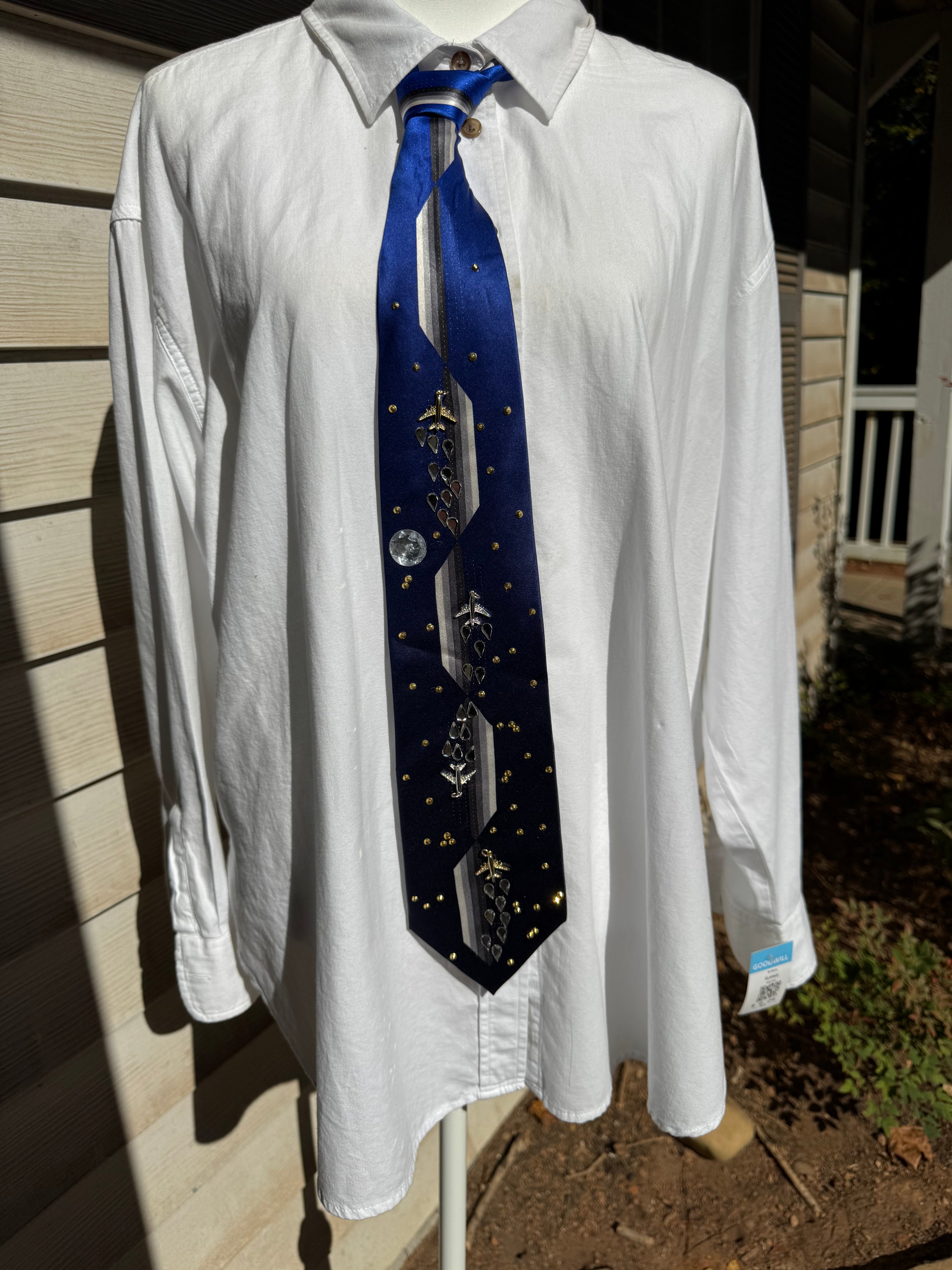 Royal Deep Blue Planes on a Starry Night Pilot Tie