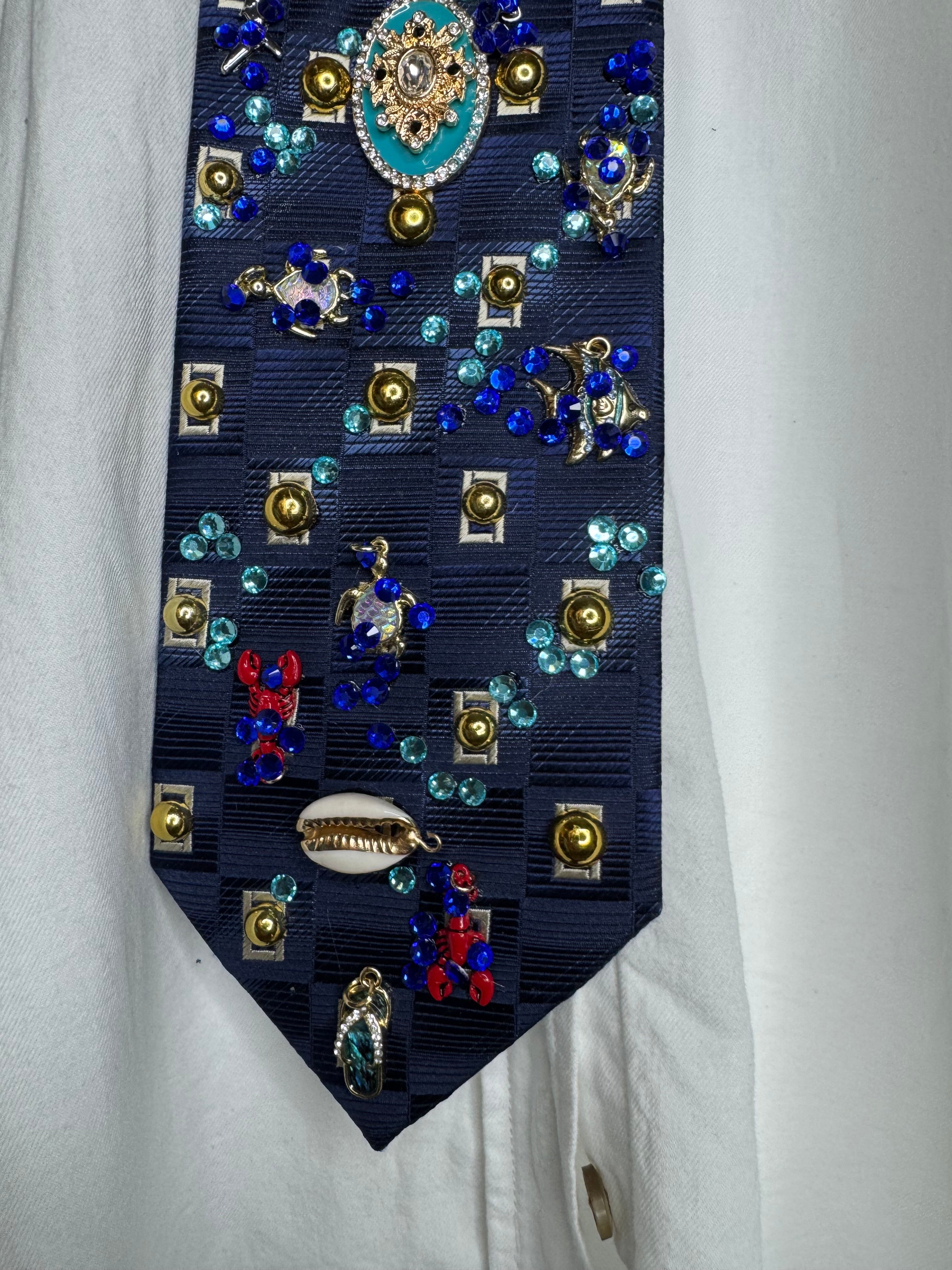 Navy Blue Tropical Treasure Box High Class Royalty Tie