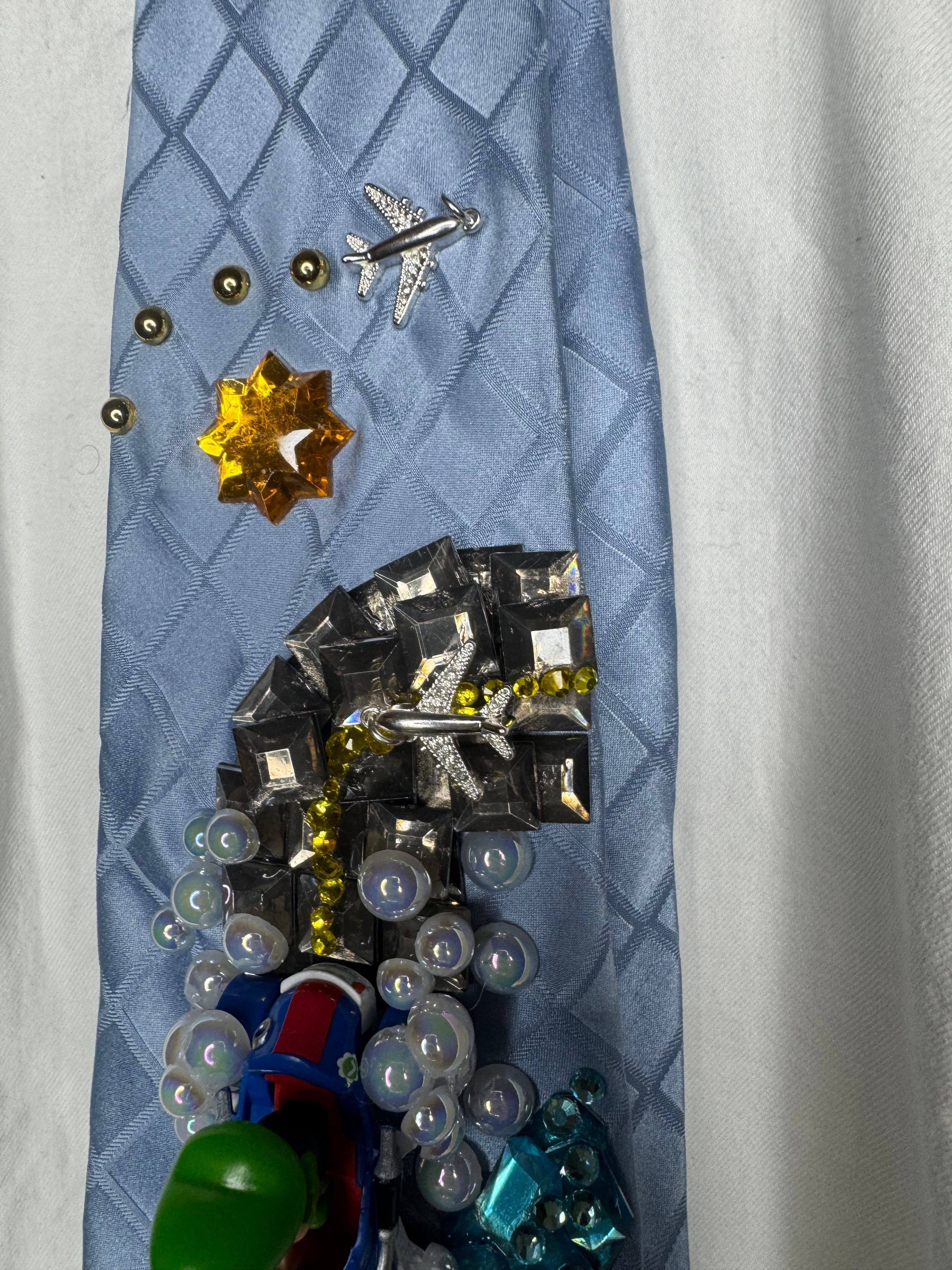 Sky Blue Baby Luigi About to Take Fly On Sunshine Airport 200cc Mario Kart Tie