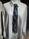 Navy Blue Magical Mushrooms Nature Royalty Tie