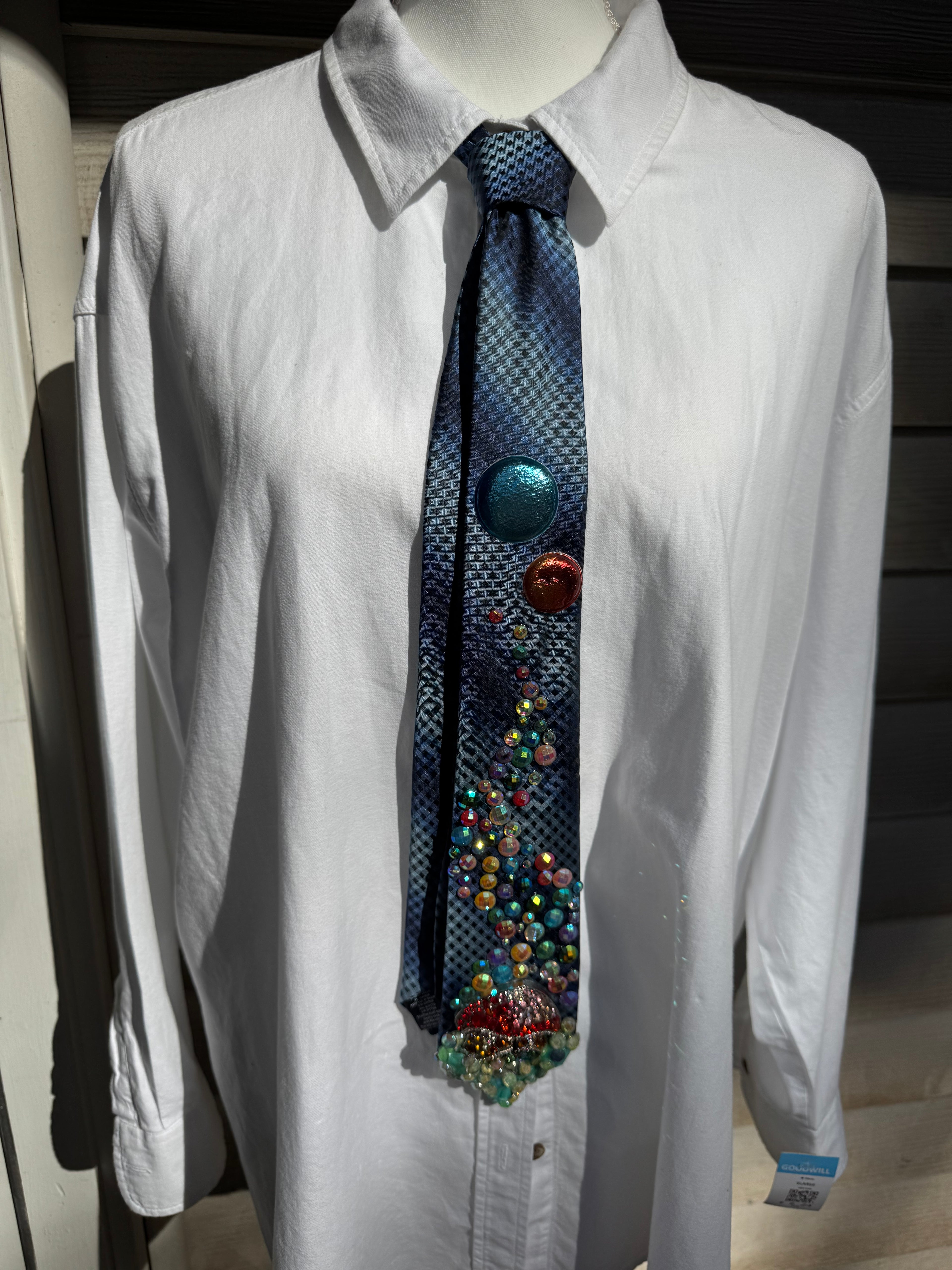 Navy Blue Magical Mushrooms Nature Royalty Tie