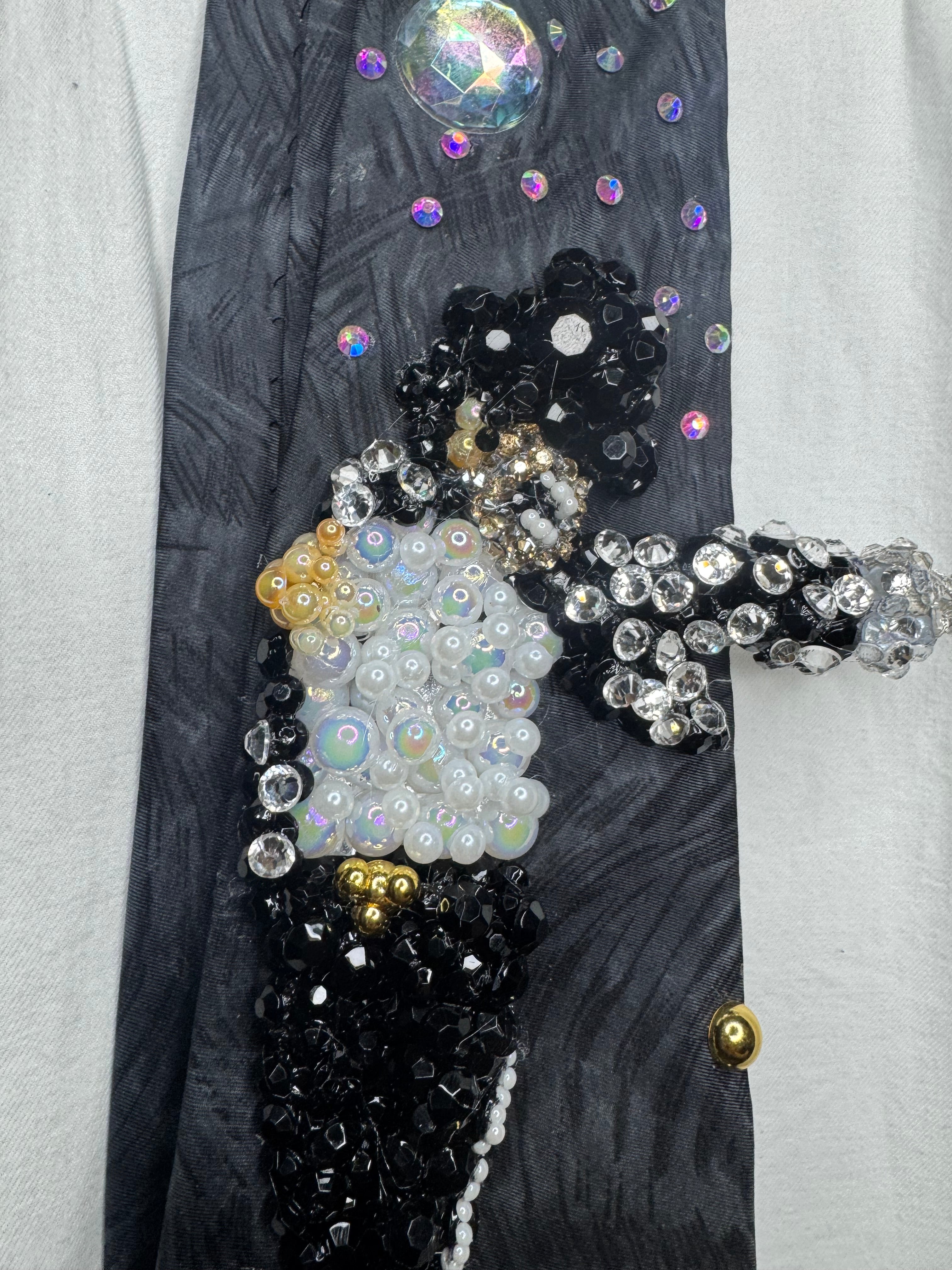 Grey Michael Jackson Hitting Cross Legs Pointing Finger Pose Live in Munich 1997 Tie