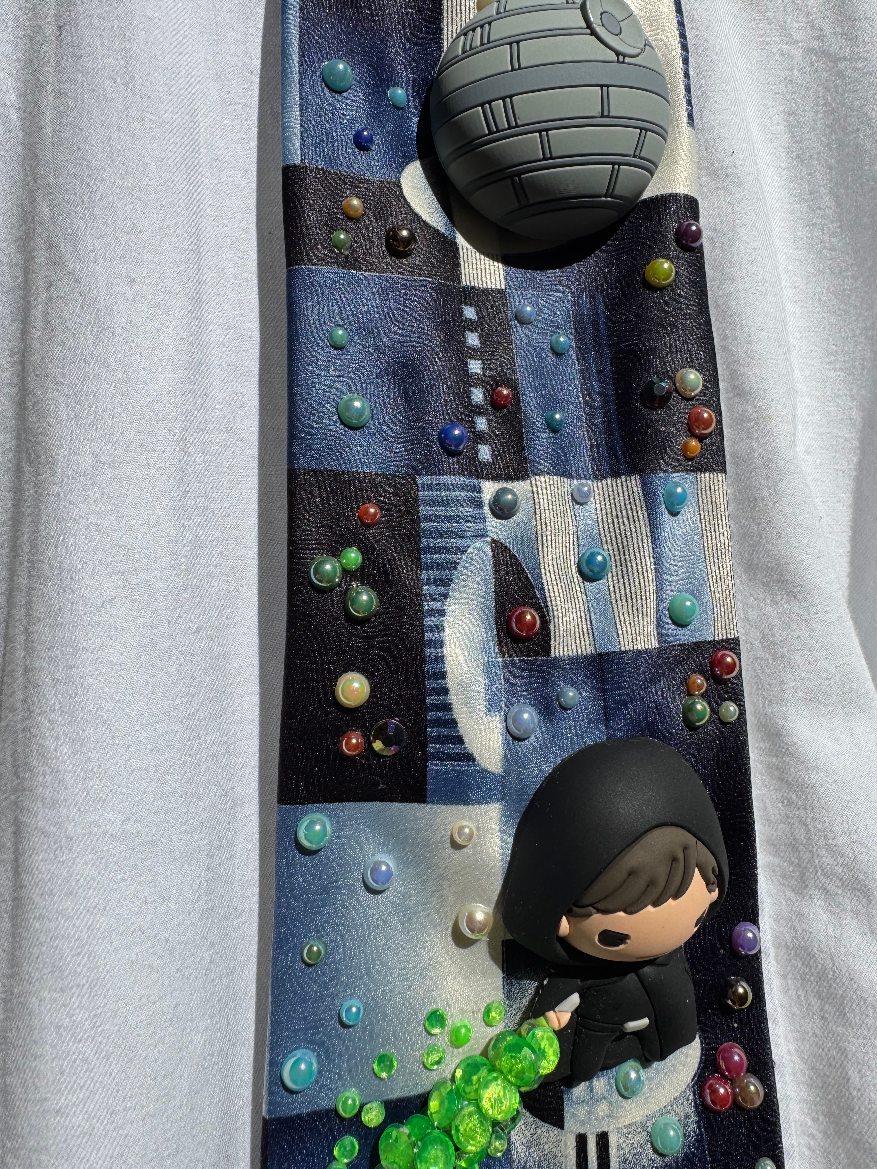 Navy Blue and White Angry Luke Skywalker Under Death Star Ultimate Star Wars Tie