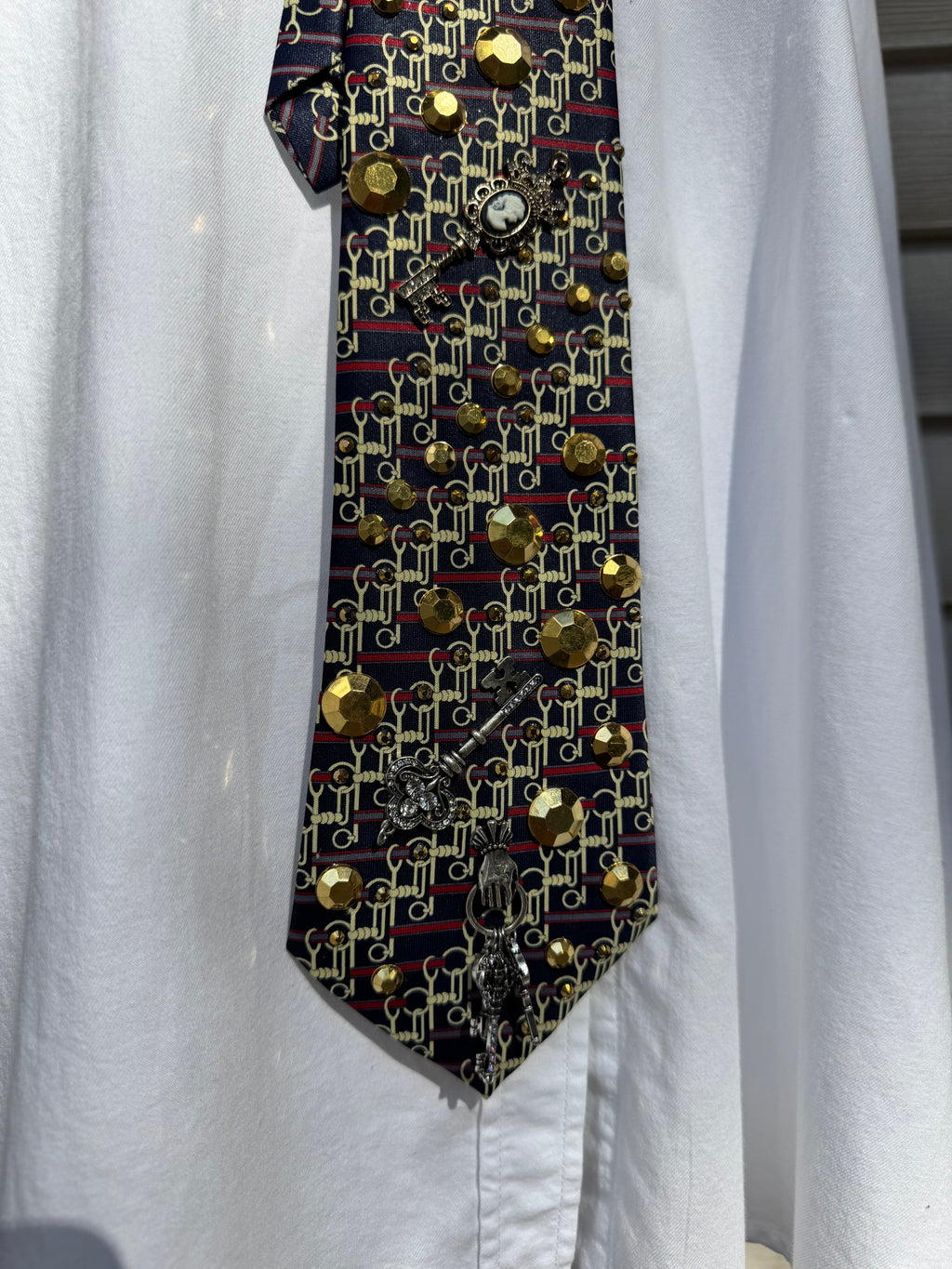 Navy Blue and Gold Locksmith Keys Royalty Tie