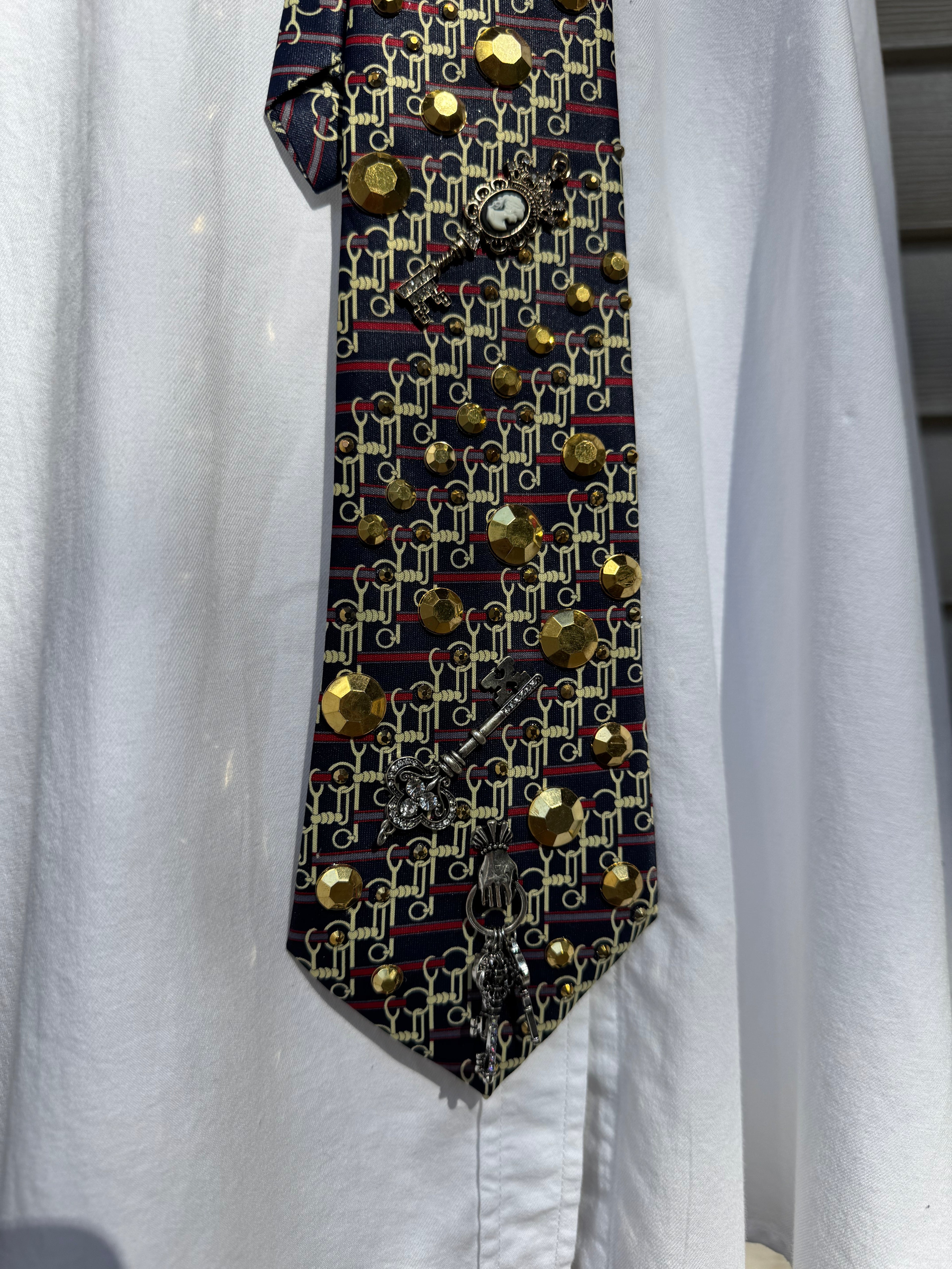 Navy Blue and Gold Locksmith Keys Royalty Tie