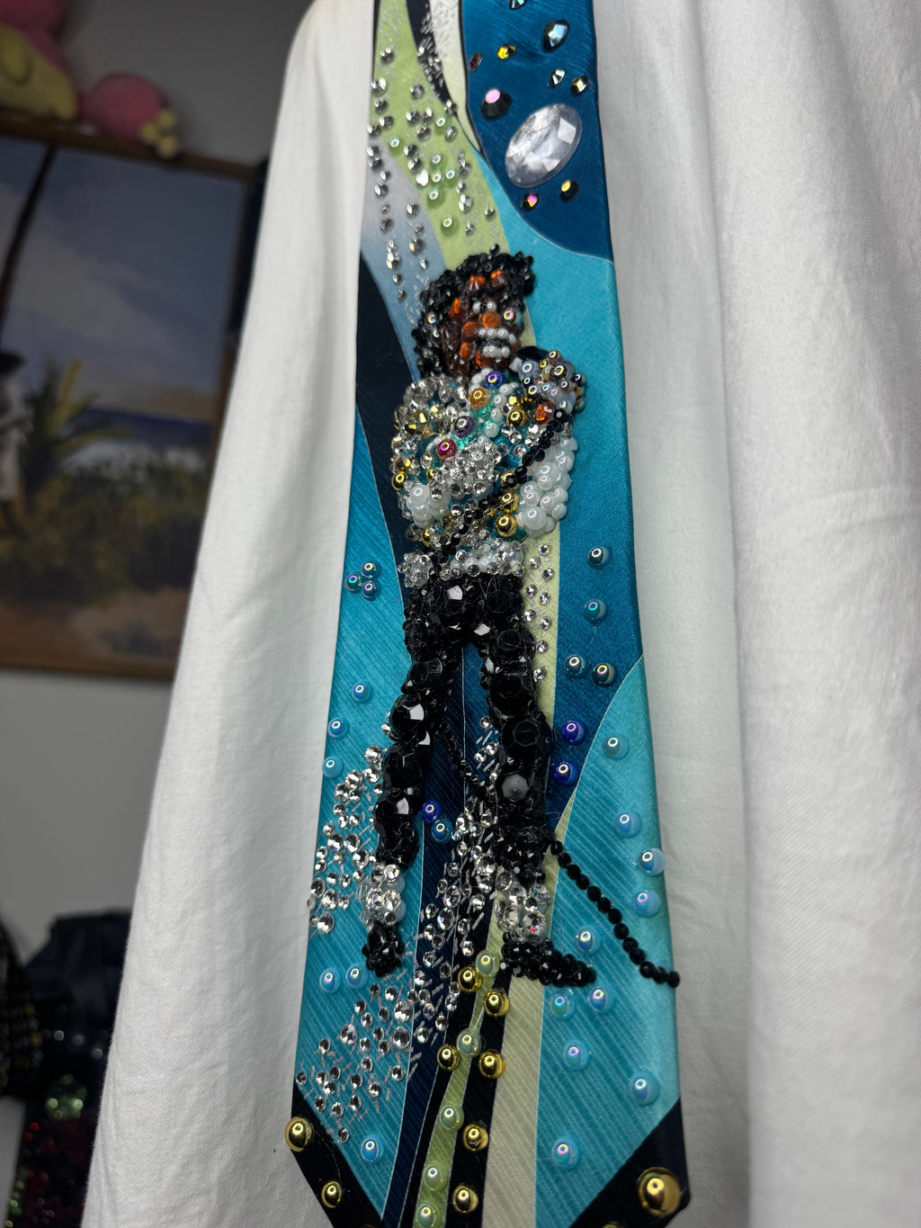 Tri Tone Blue Michael Jackson in Light Blue Military Jacket In Tundratown Aug 5th 1984 Victory Tour Tie