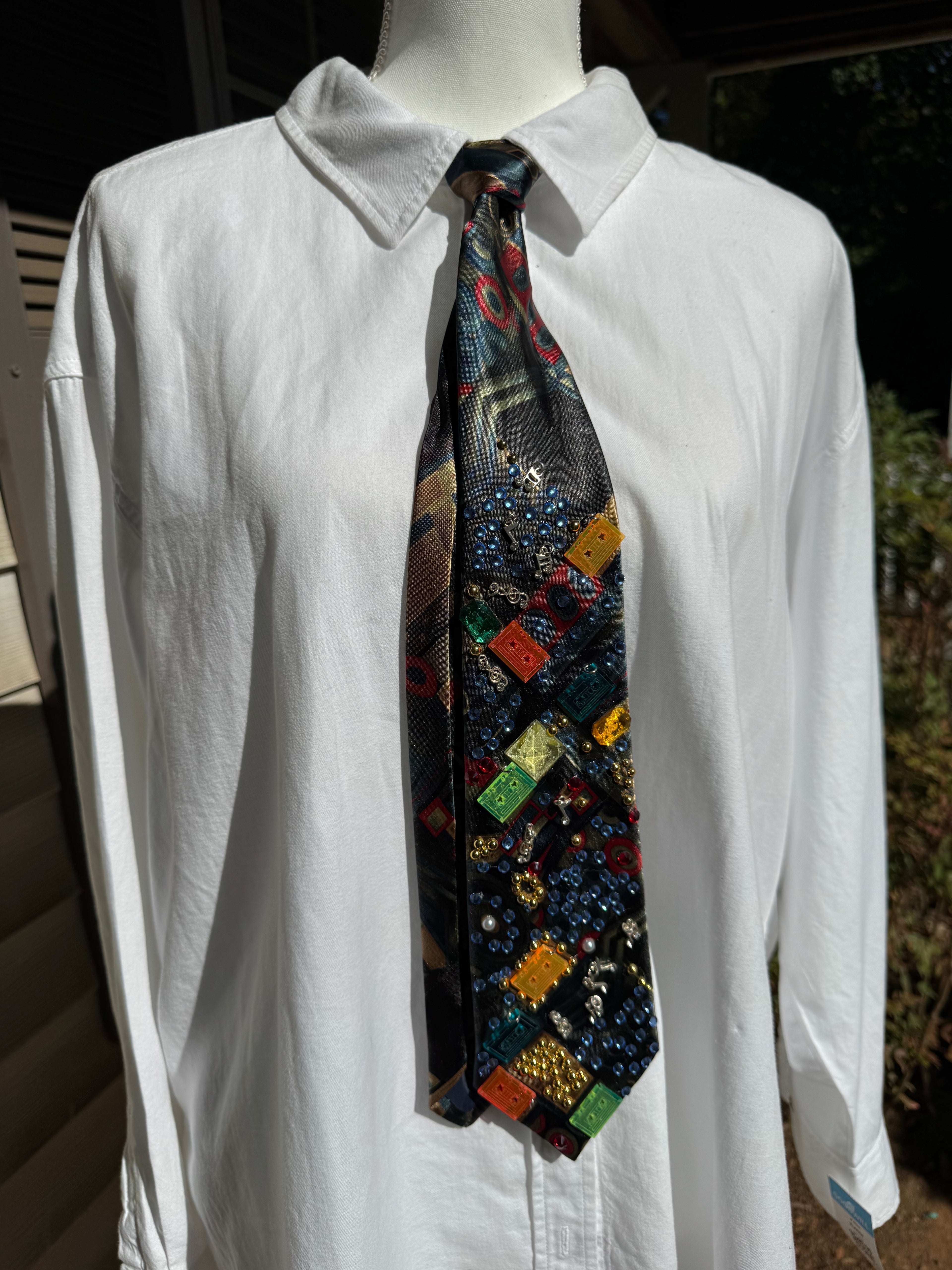 Black Cassette Tapes and Music Notes Royalty Music Tie