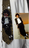 Gold Teen Michael Jackson Leaning on Wall Photo Off the Wall Era Tie