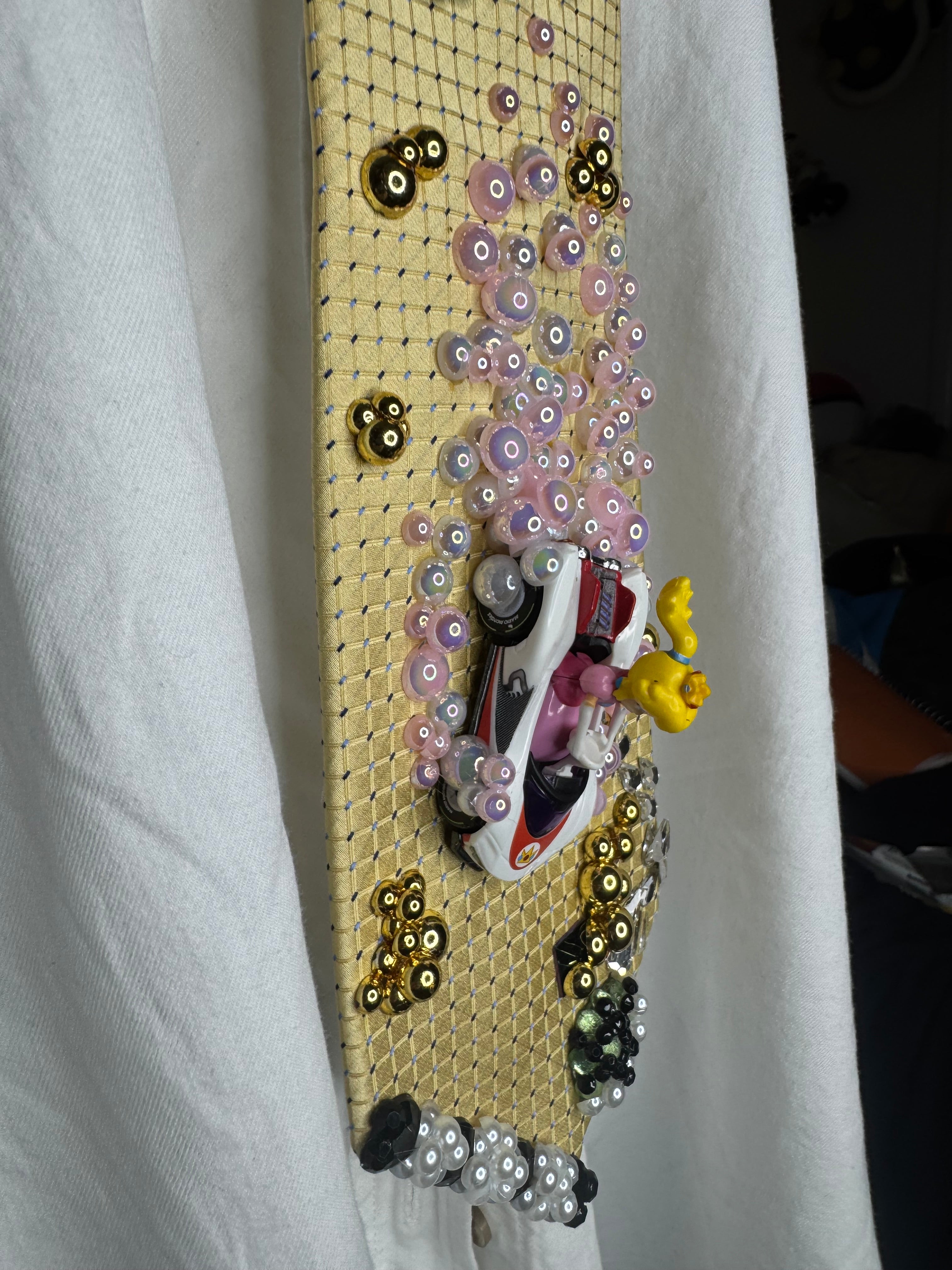 Yellow Princess Peach Dodging Blue Shell 200cc Mario Kart Tie
