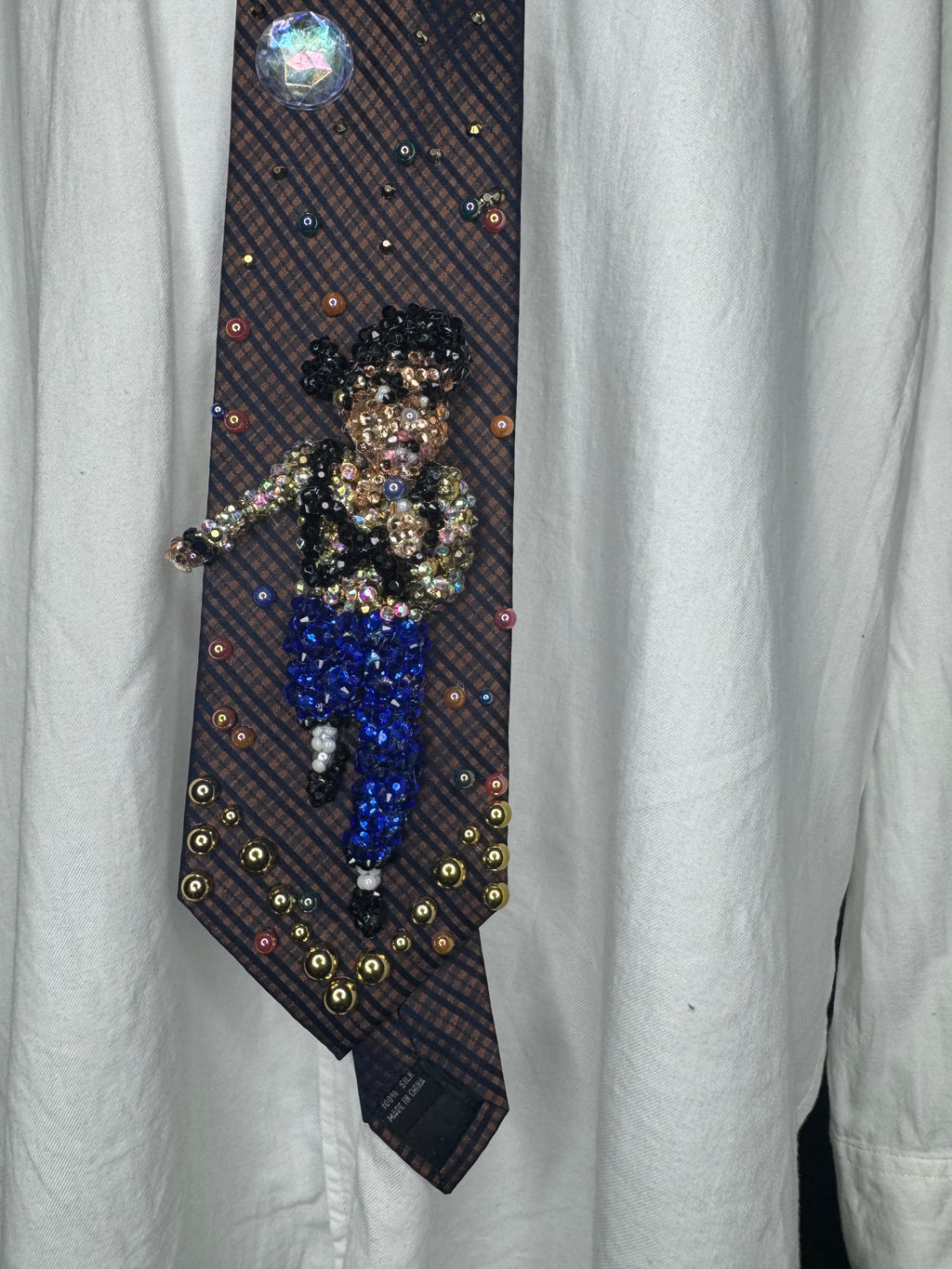 Orange and Navy Blue Plaid Michael Jackson in the Air Performing Workin Day n Night Live at Romania for Dangerous Tour 1992 Tie