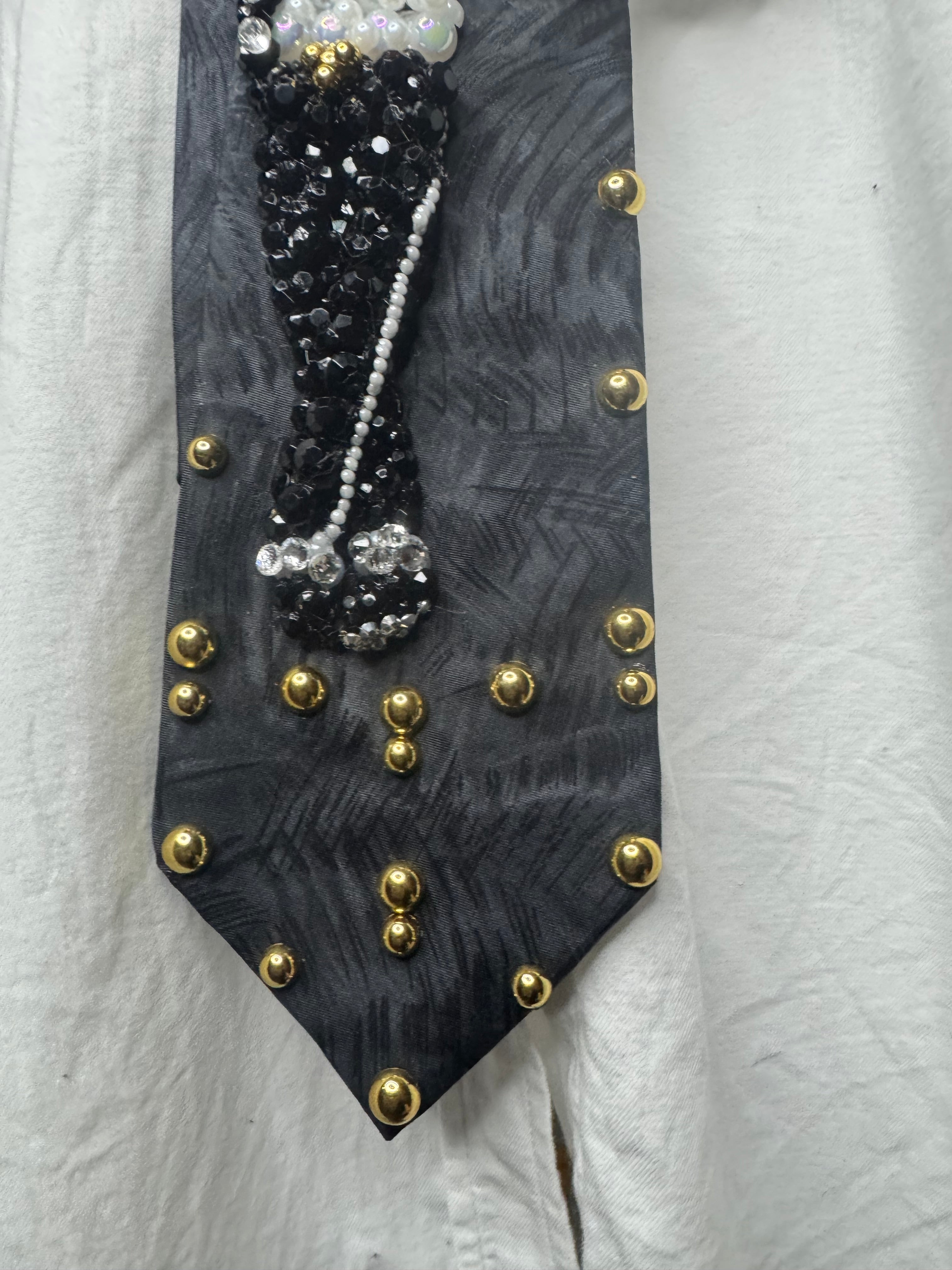 Grey Michael Jackson Hitting Cross Legs Pointing Finger Pose Live in Munich 1997 Tie