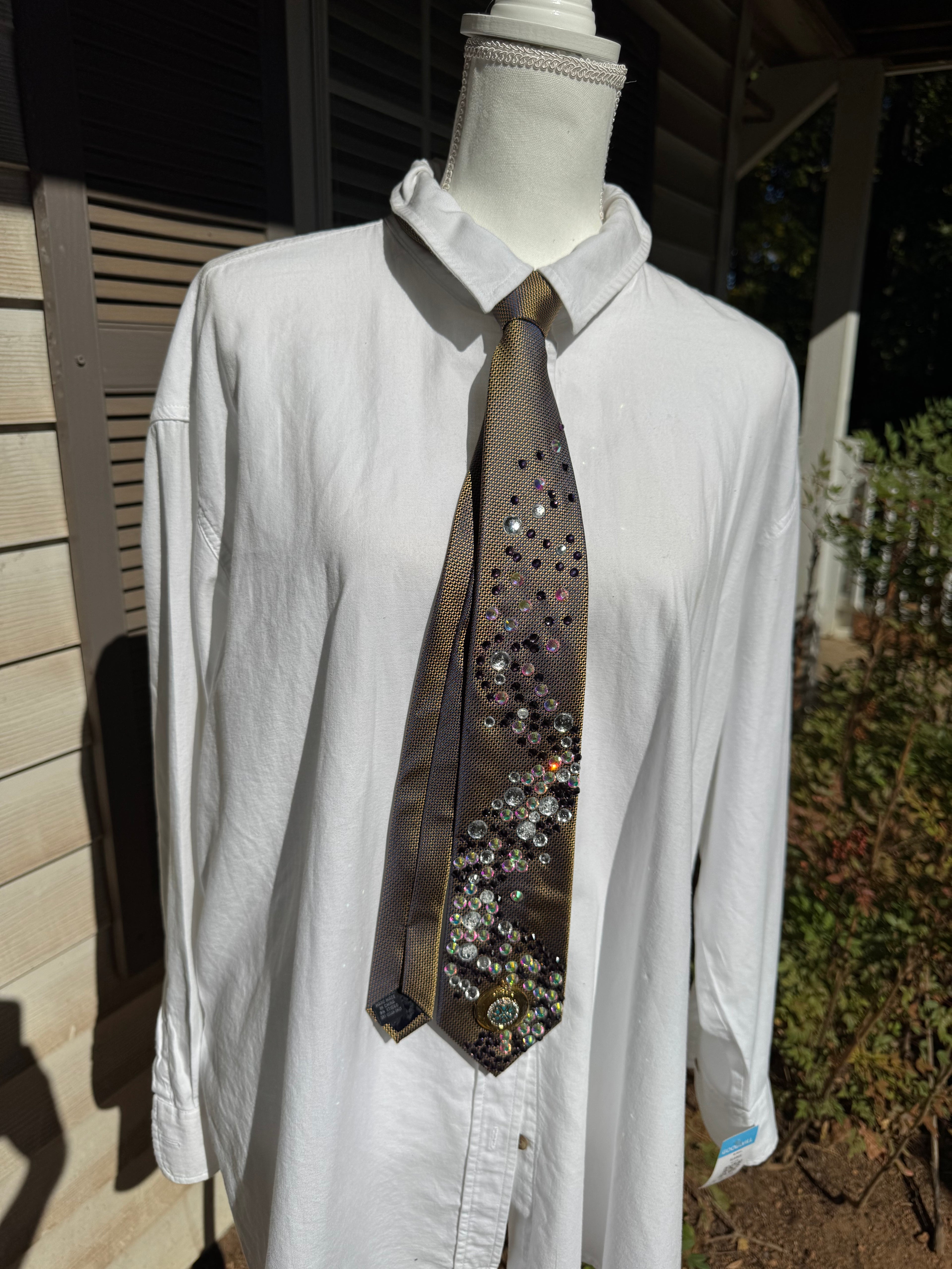 Gold Iridescent and Purple Aura High Class Royalty Tie