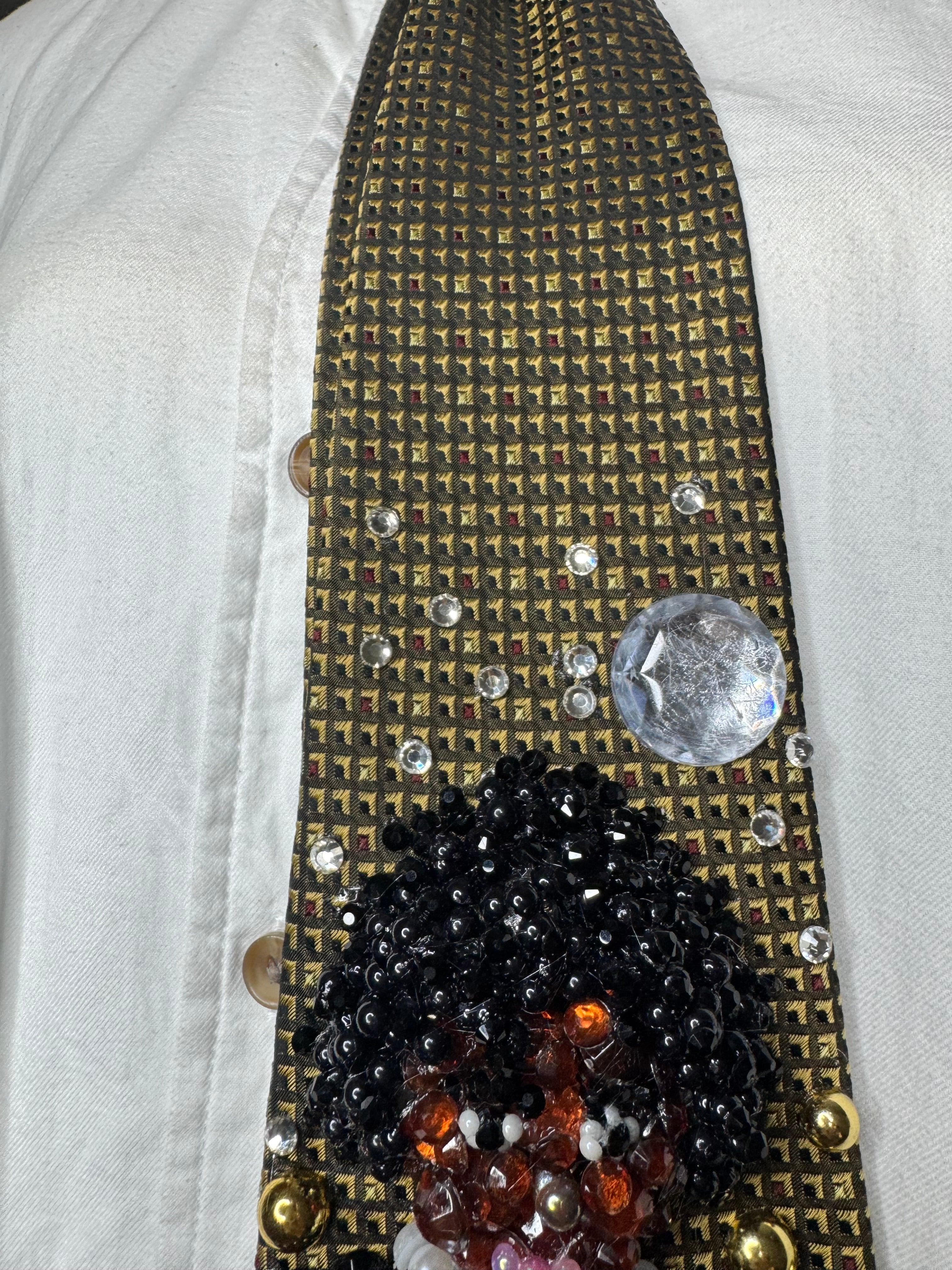 Gold Teen Michael Jackson Leaning on Wall Photo Off the Wall Era Tie