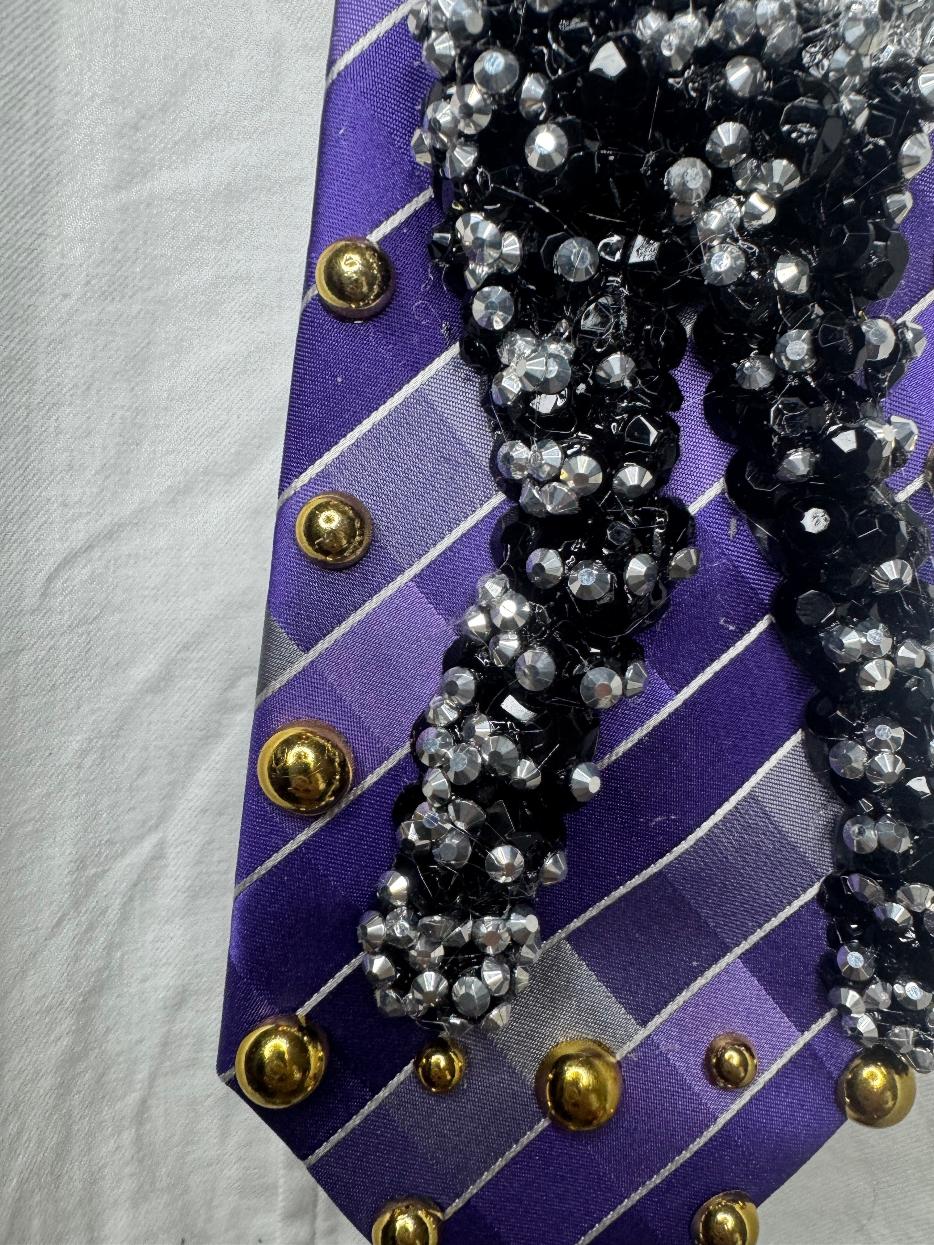 Purple Michael Jackson Hand to Sky Pose Human Nature Bad Tour Wembly Concert 1979 Tie