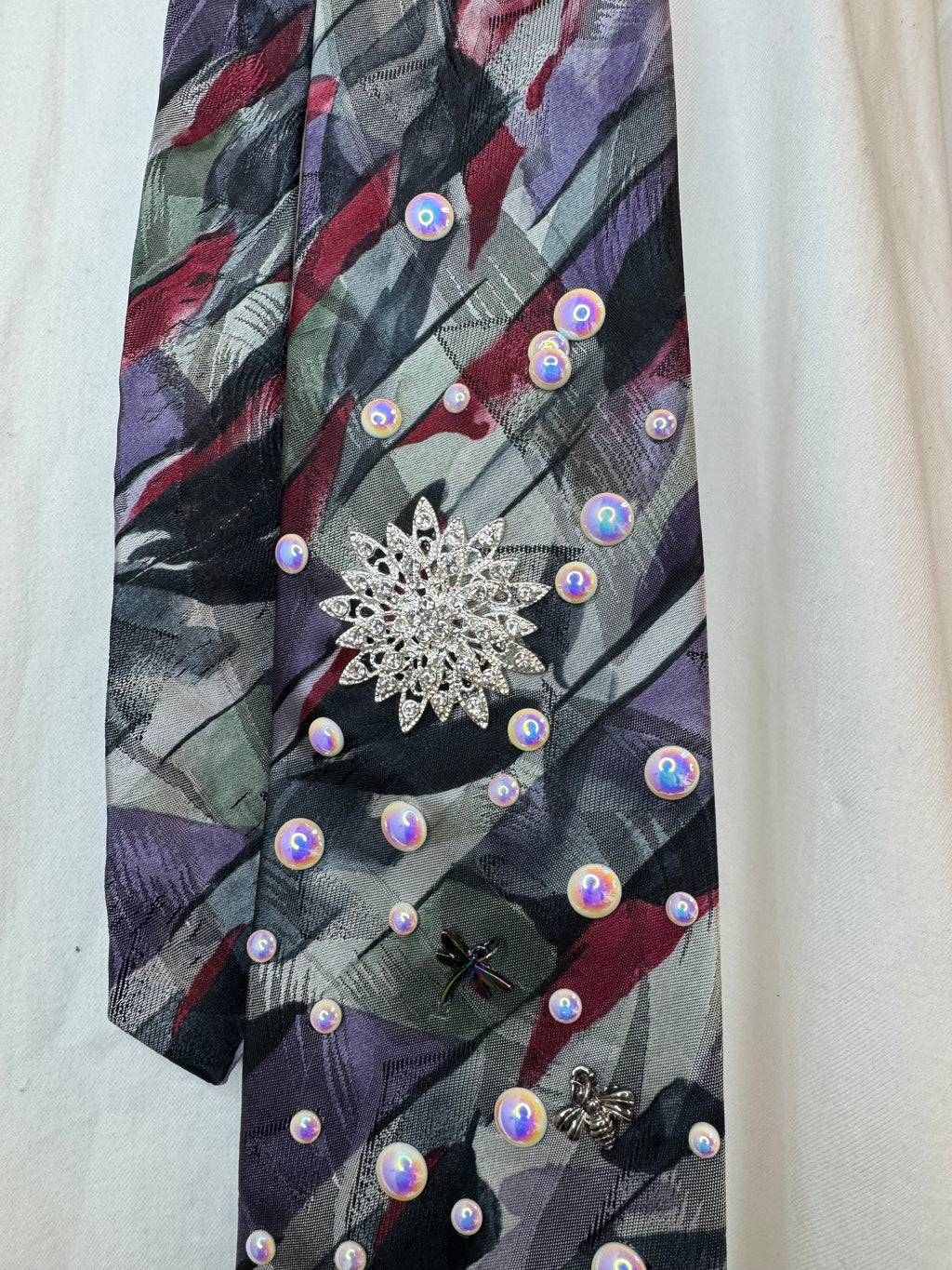 Grey and Purple Winter Snow Bunny Nature Royalty Christmas Tie
