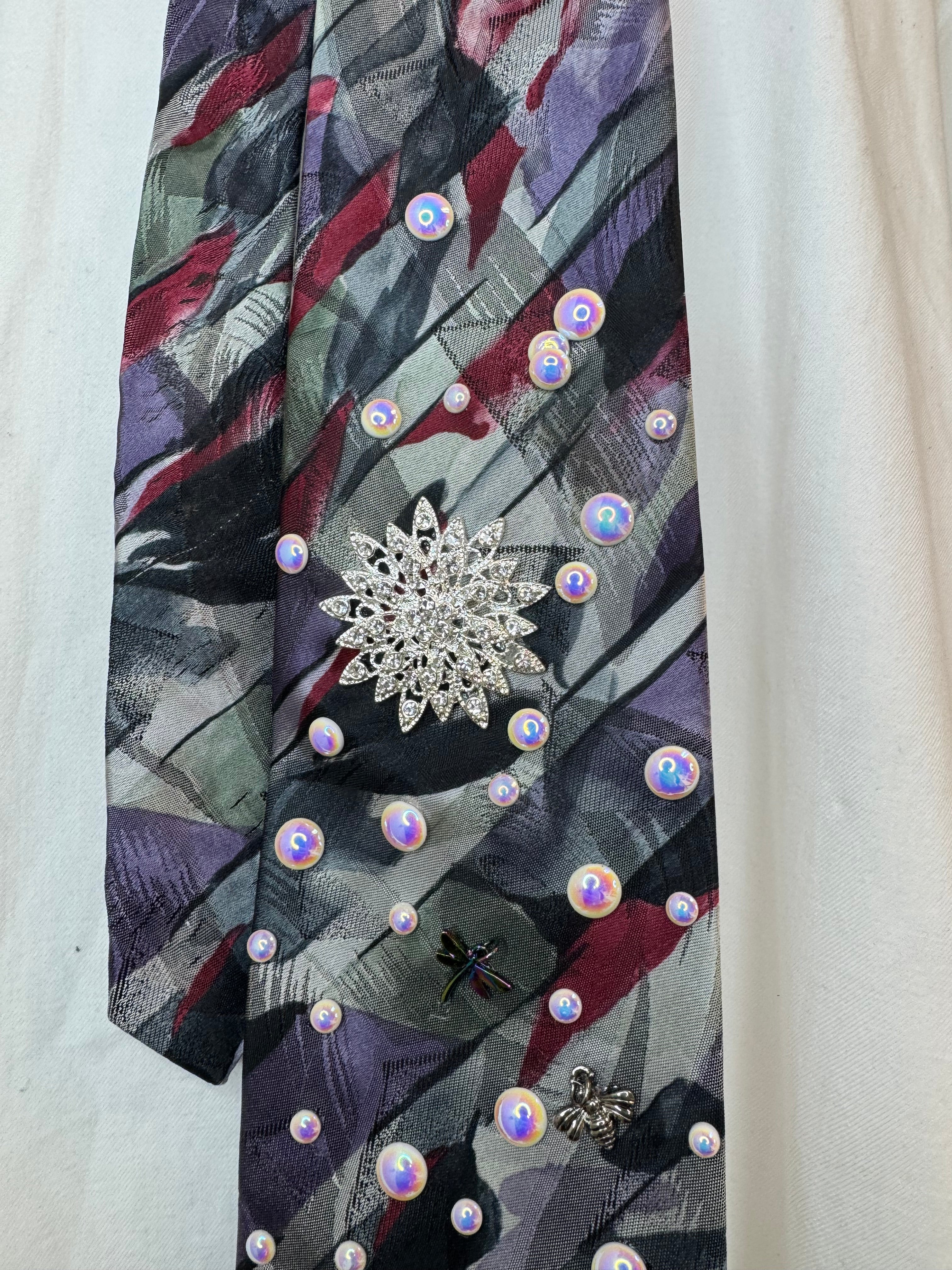 Grey and Purple Winter Snow Bunny Nature Royalty Christmas Tie